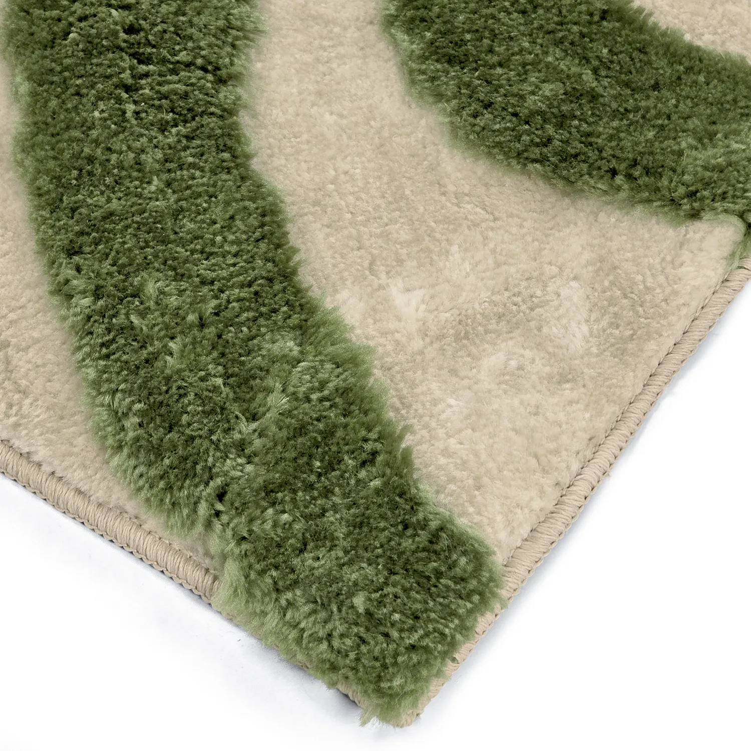 Hoogpolig vloerkleed - Akaba (crème/groente)