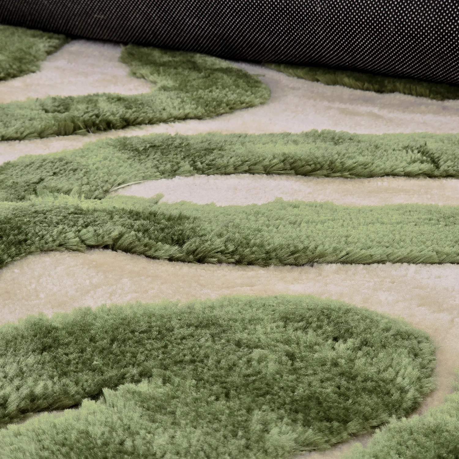 Hoogpolig vloerkleed - Akaba (crème/groente)