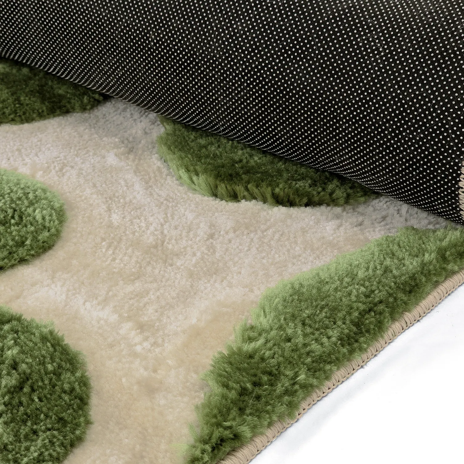 Hoogpolig vloerkleed - Akaba (crème/groente)