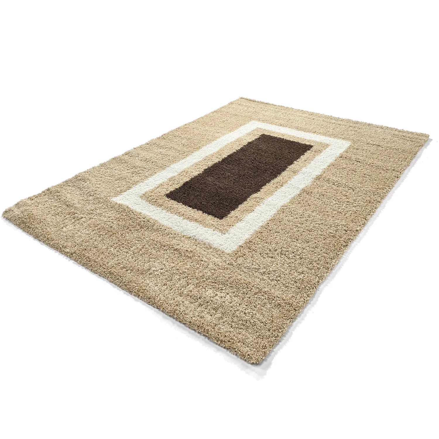 Hoogpolig vloerkleed - Alsace (beige/wit/bruin)