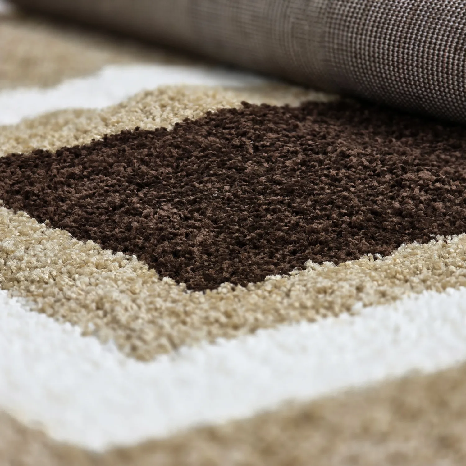 Hoogpolig vloerkleed - Alsace (beige/wit/bruin)