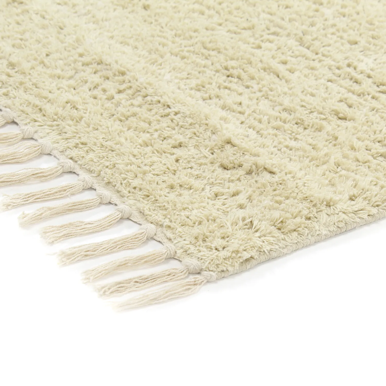 Hoogpolig vloerkleed - Amira Natural Cotton Shaggy (beige/paars)
