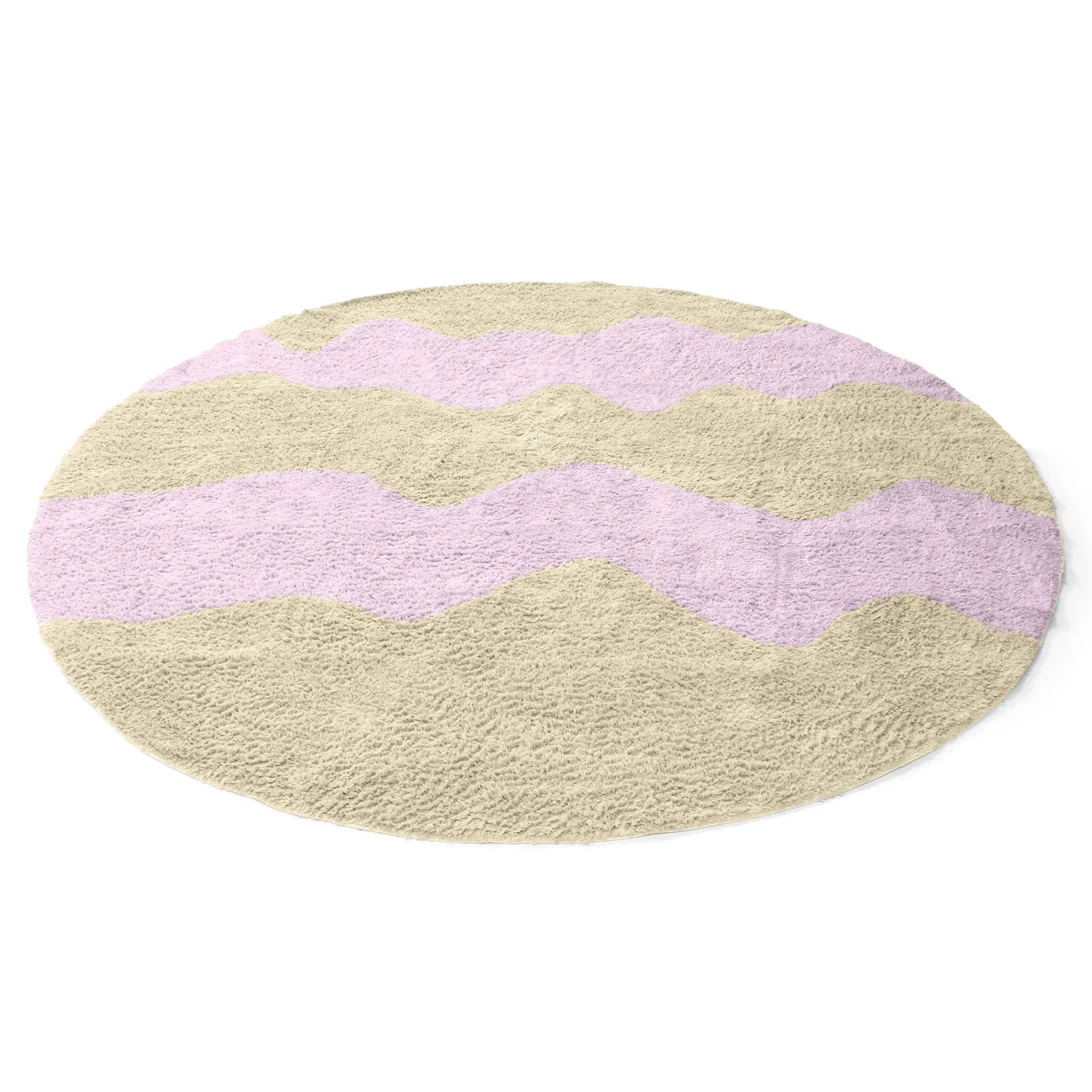Rond vloerkleed - Amira Natural Cotton Shaggy (beige/paars)
