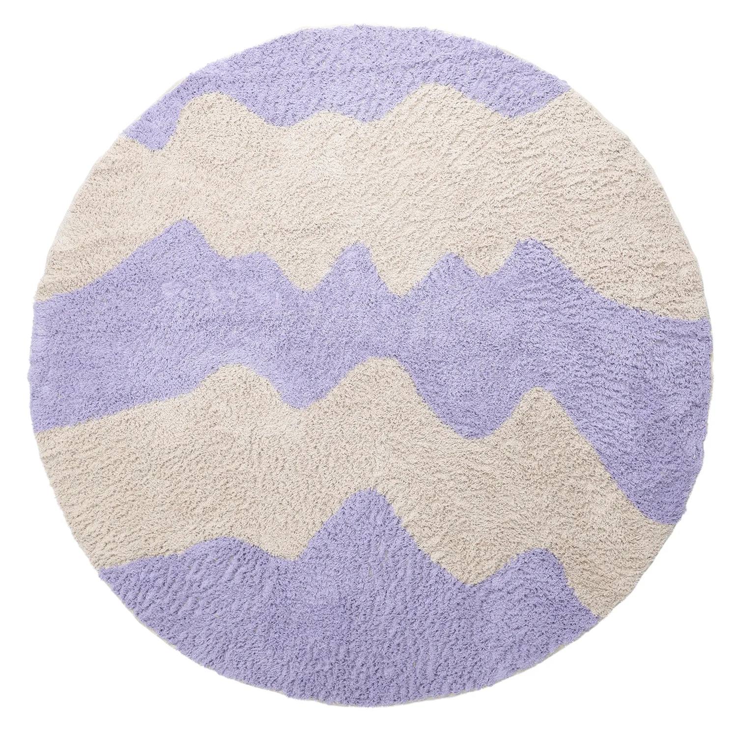 Rond vloerkleed - Amira Natural Cotton Shaggy (paars/beige)