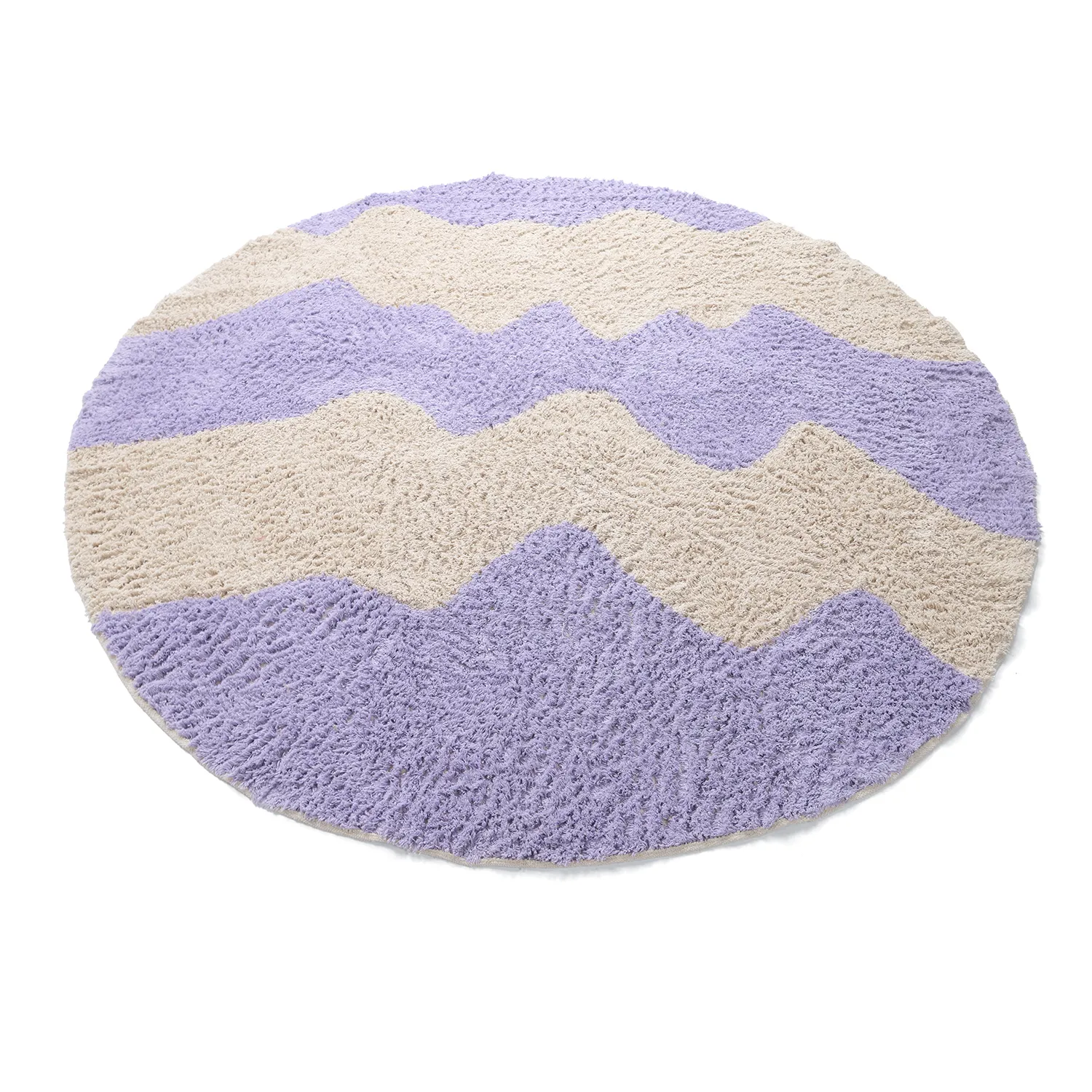 Rond vloerkleed - Amira Natural Cotton Shaggy (paars/beige)
