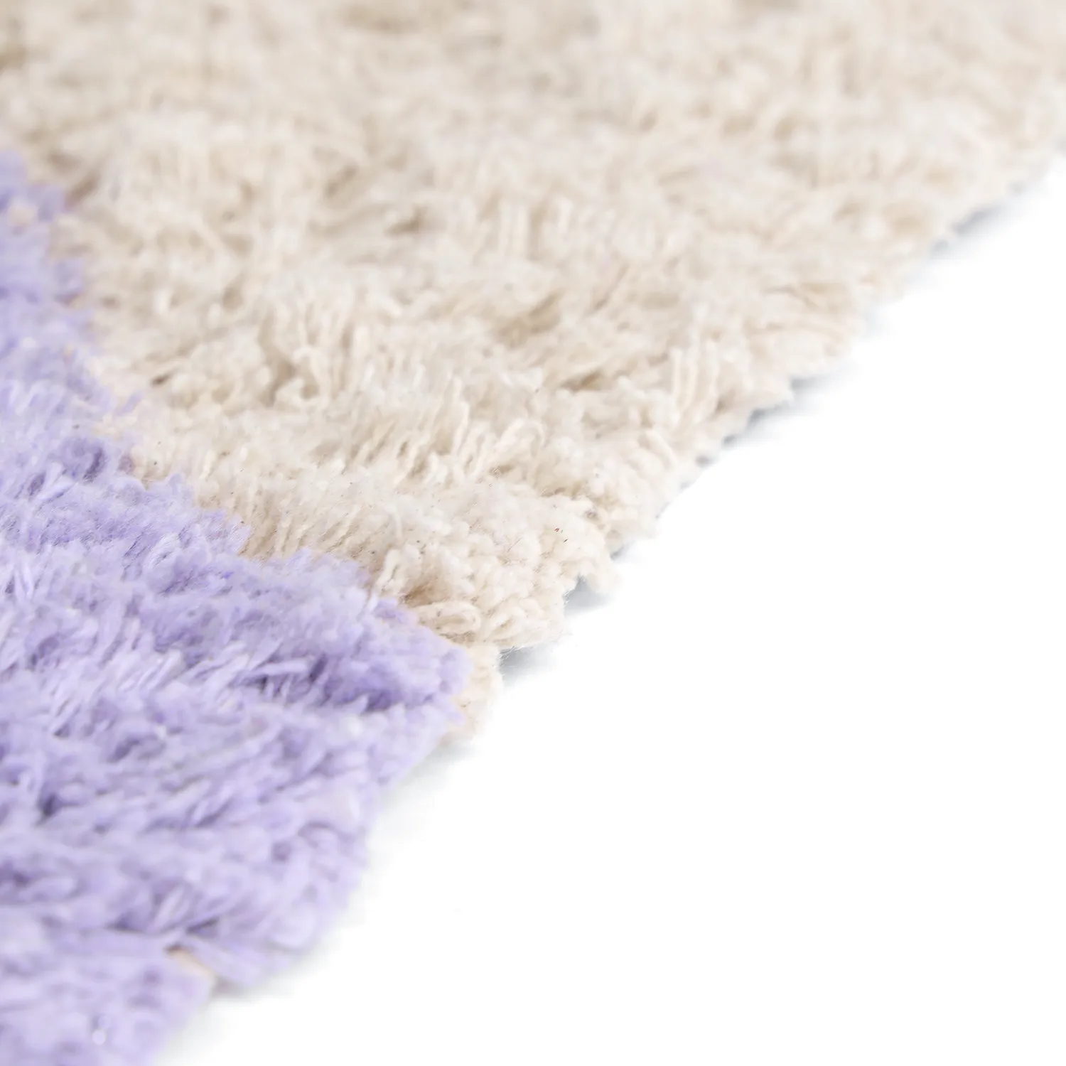 Hoogpolig vloerkleed - Amira Natural Cotton Shaggy (paars/beige)