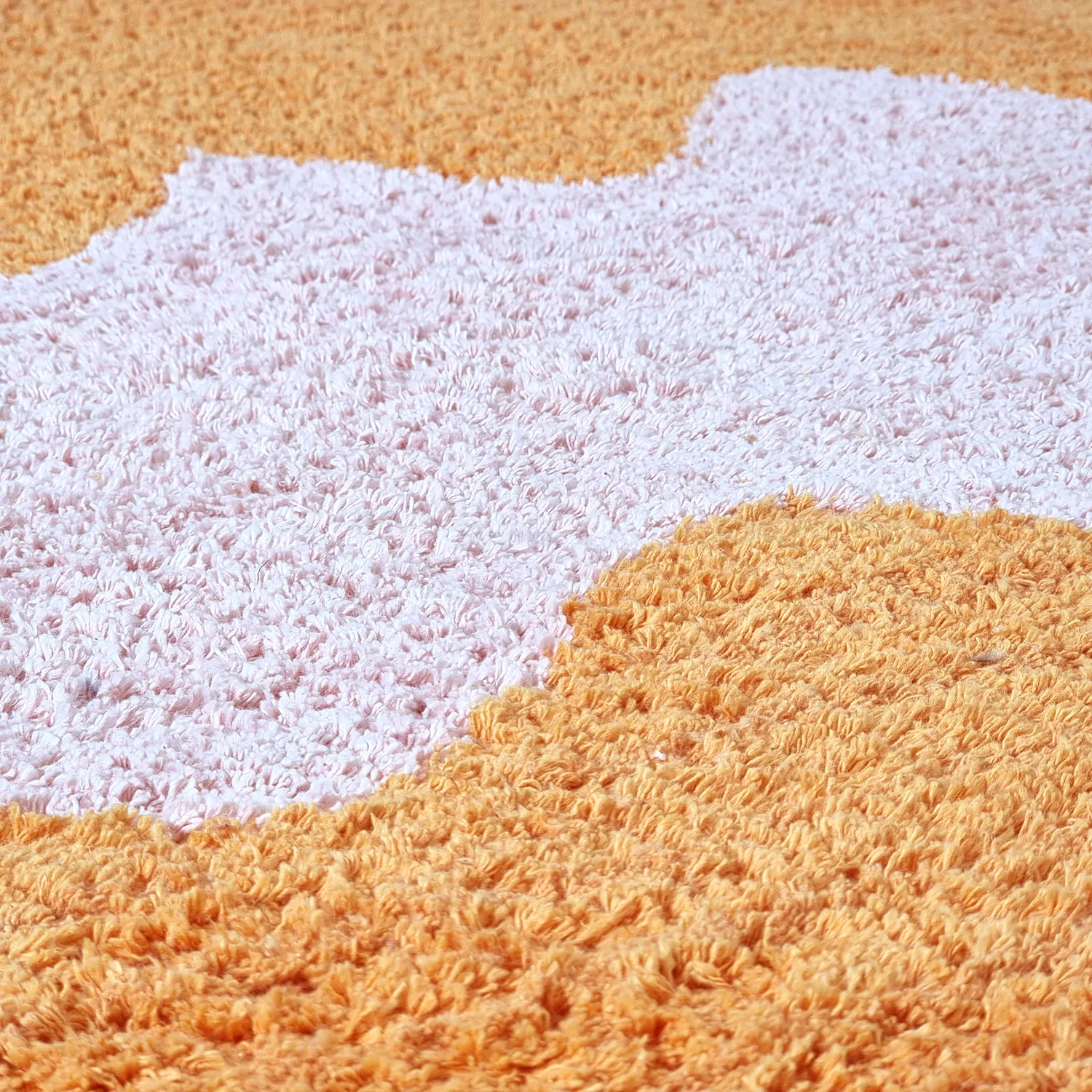 Hoogpolig vloerkleed - Amira Natural Cotton Shaggy (oranje/roze)