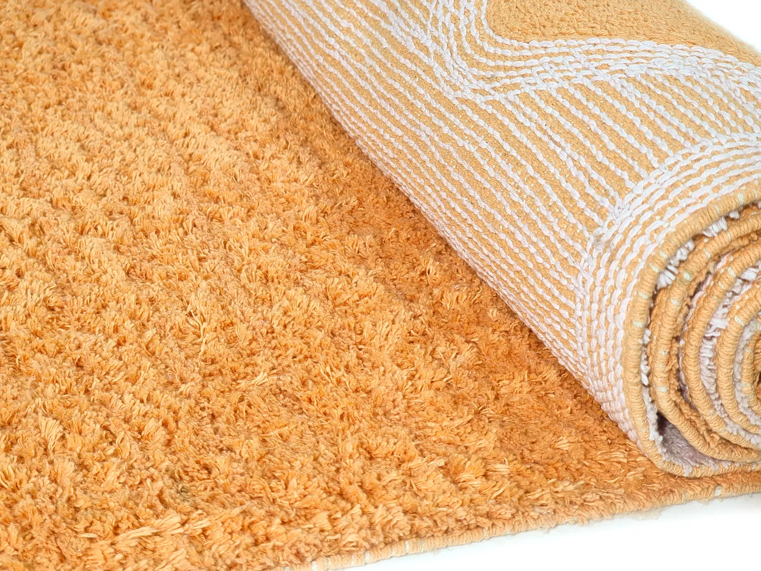 Hoogpolig vloerkleed - Amira Natural Cotton Shaggy (oranje/roze)