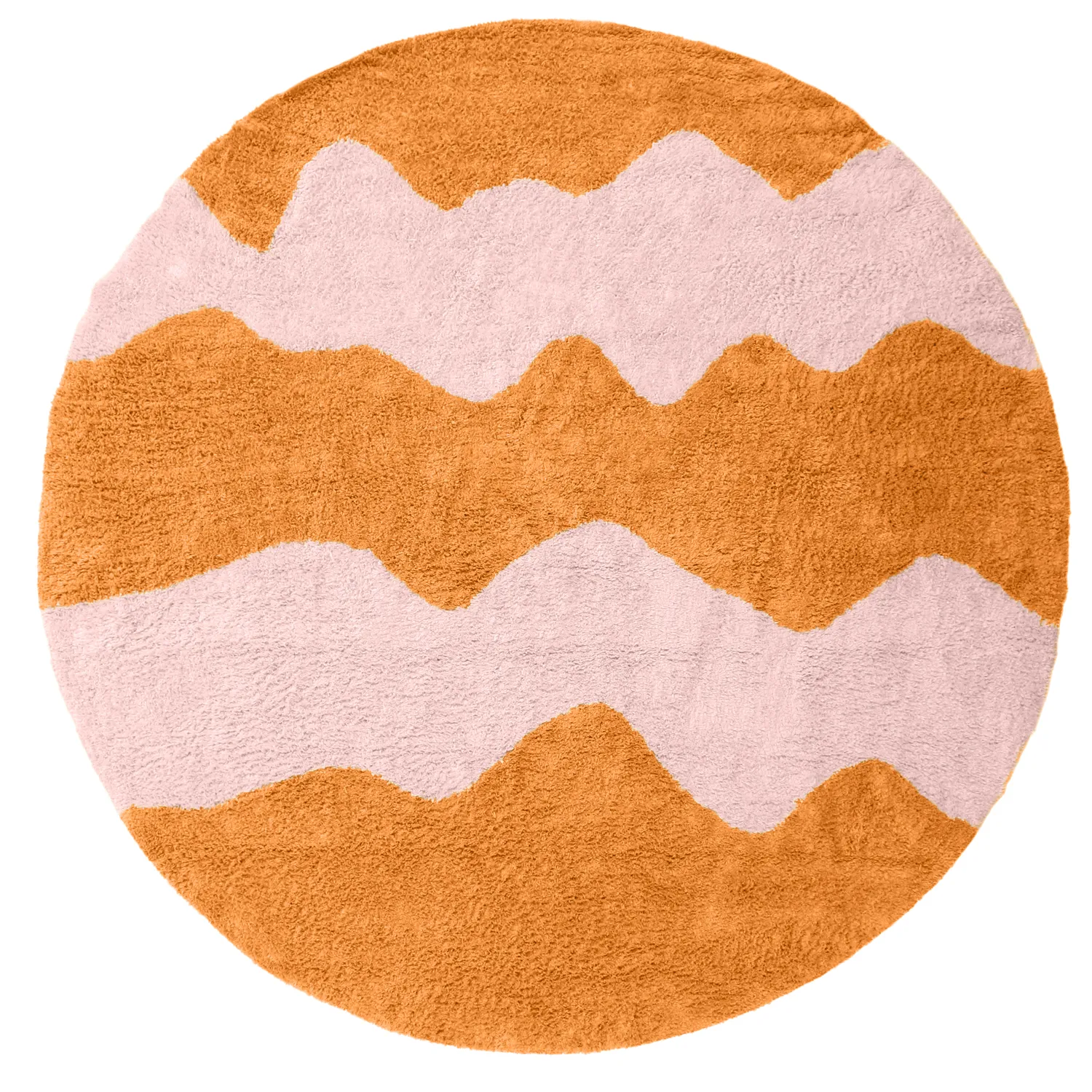 Rond vloerkleed - Amira Natural Cotton Shaggy (oranje/roze)