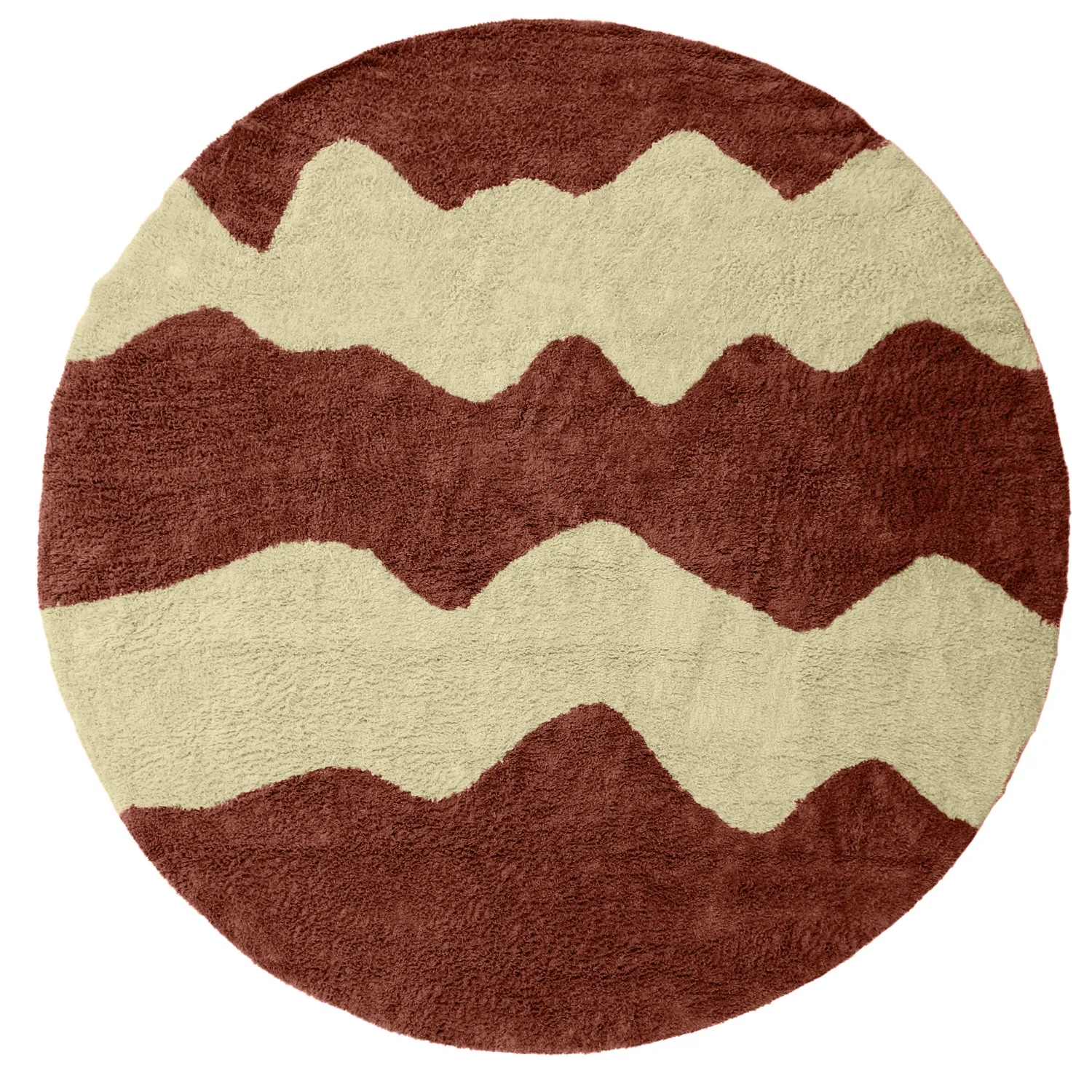 Rond vloerkleed - Amira Natural Cotton Shaggy (rood/beige)