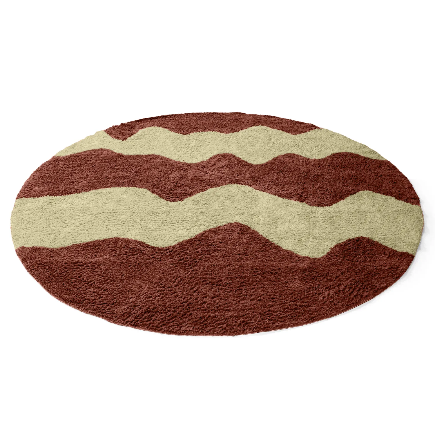 Rond vloerkleed - Amira Natural Cotton Shaggy (rood/beige)