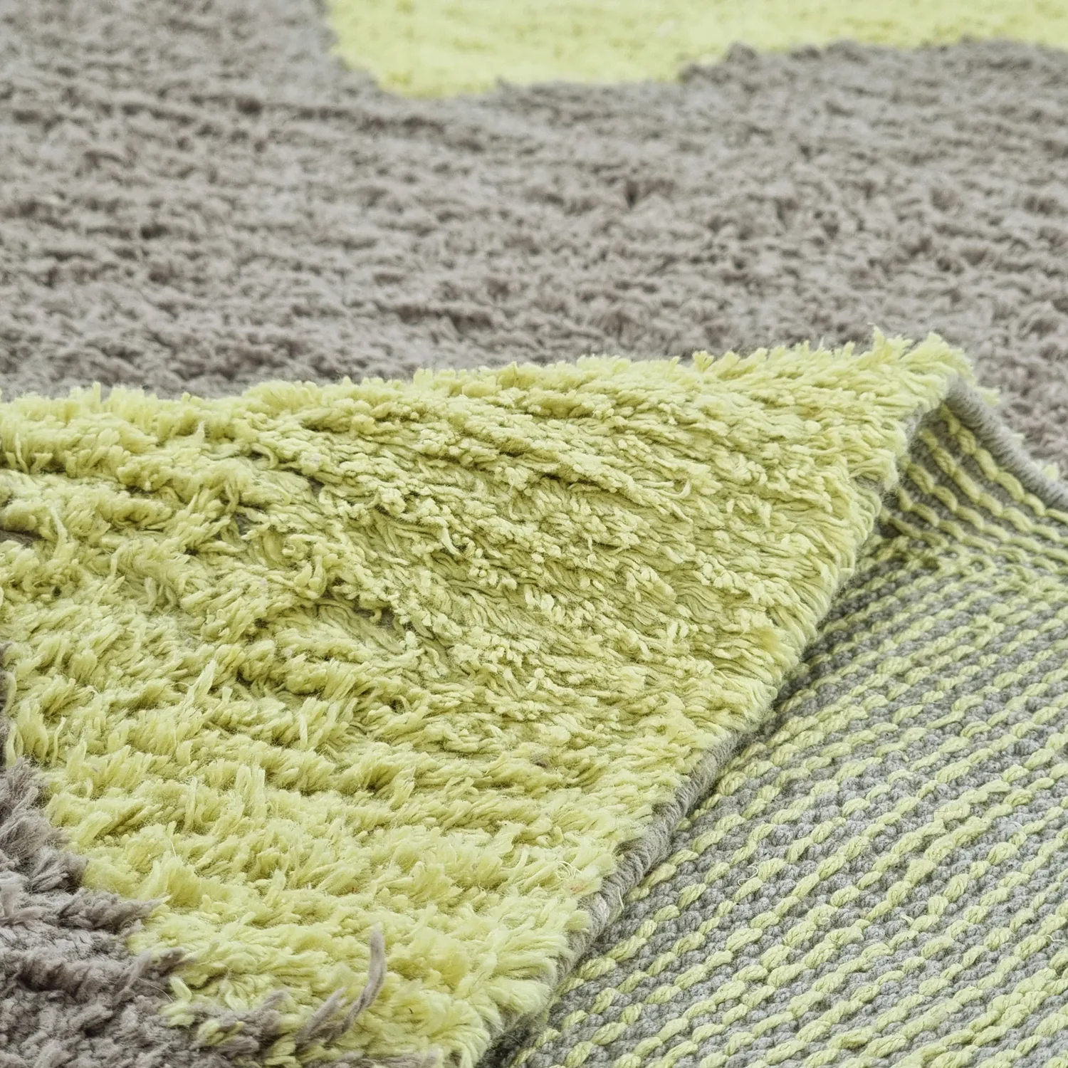 Rond vloerkleed - Amira Natural Cotton Shaggy (taupe/geel)