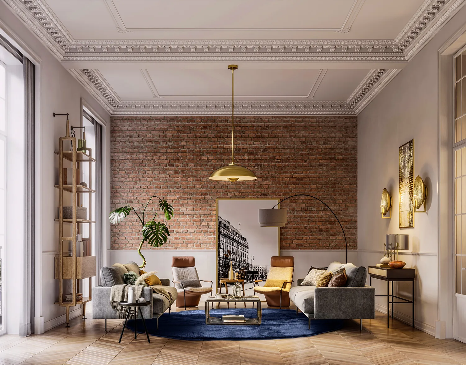 Ronde vloerkleden - Aranga Super Soft Fur (donkerblauw)