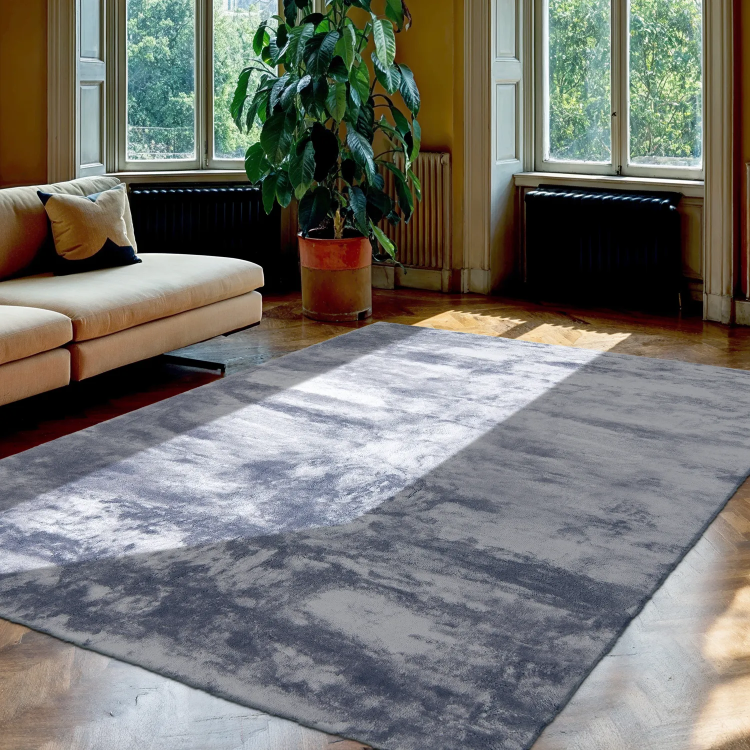 Hoogpolig vloerkleed - Aranga Super Soft Fur (staalblauw)