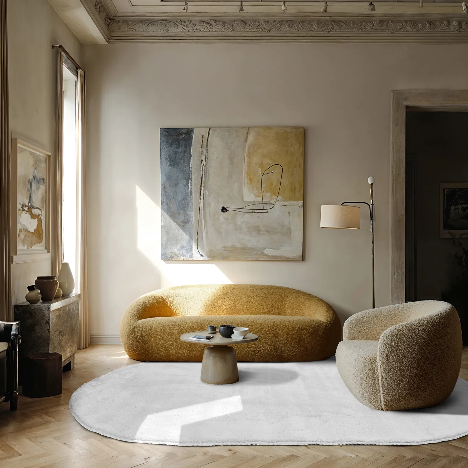 Ovaal hoogpolig vloerkleed - Aranga Super Soft Fur (wit)