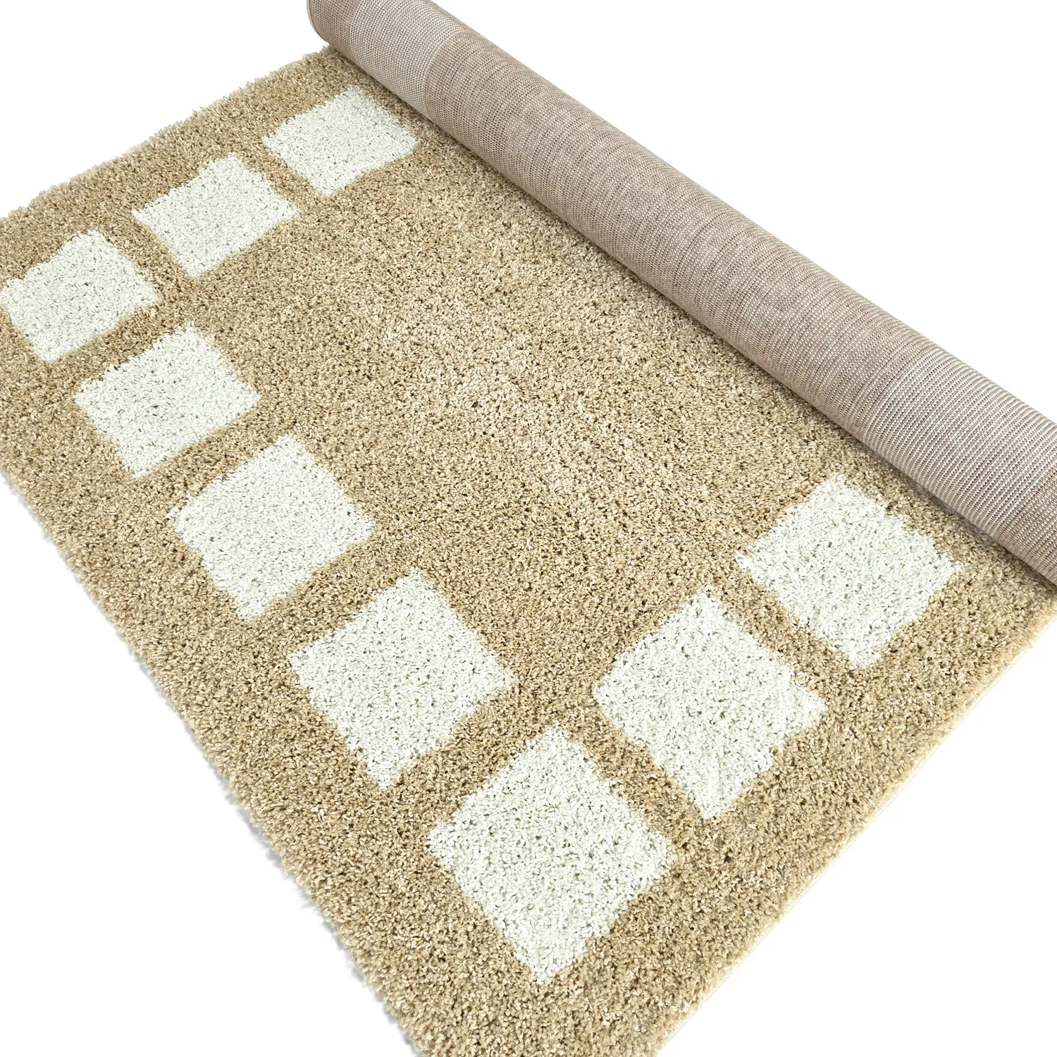Hoogpolig vloerkleed - Asilah (beige/wit)