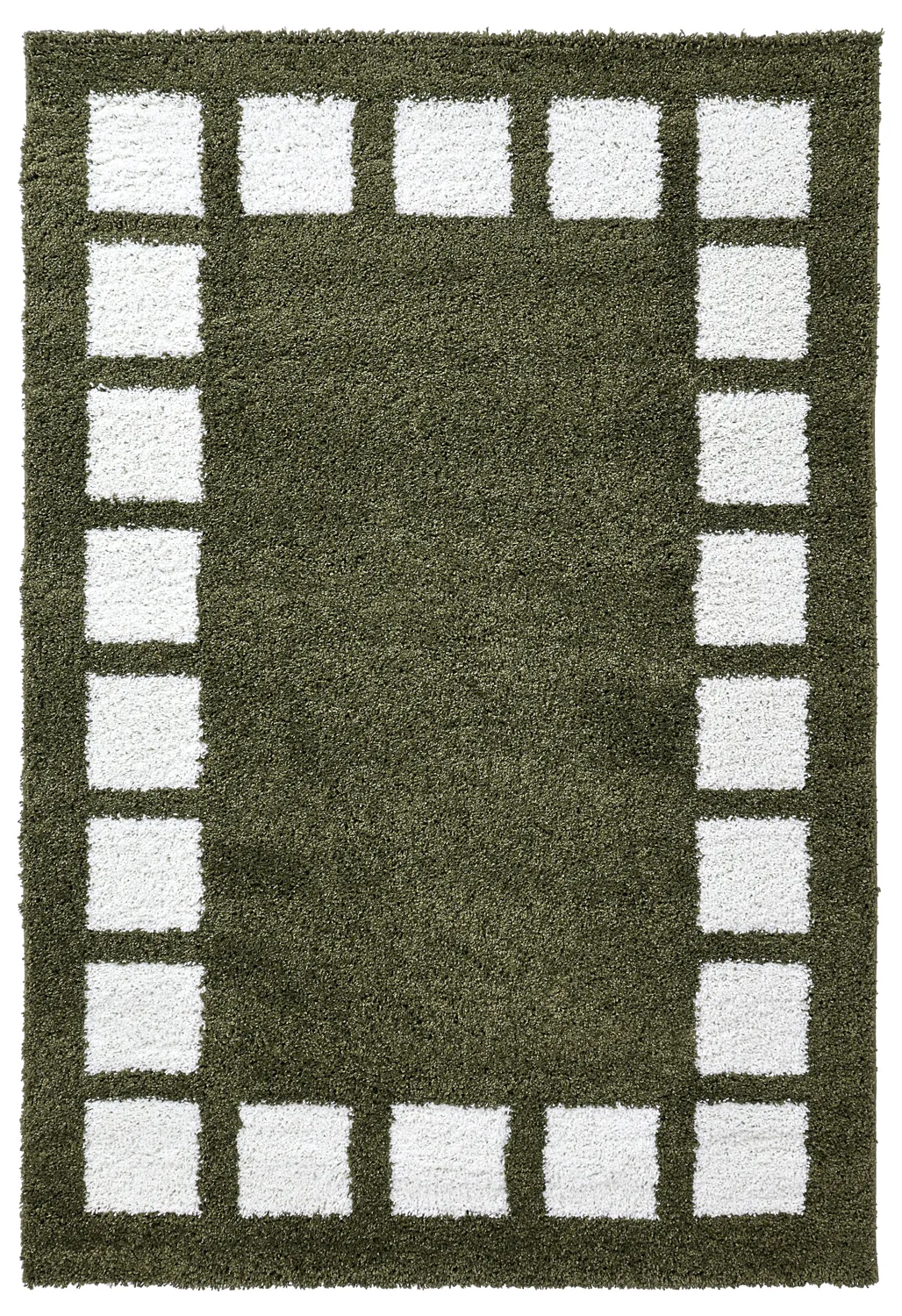 Hoogpolig vloerkleed - Asilah (groen/wit)