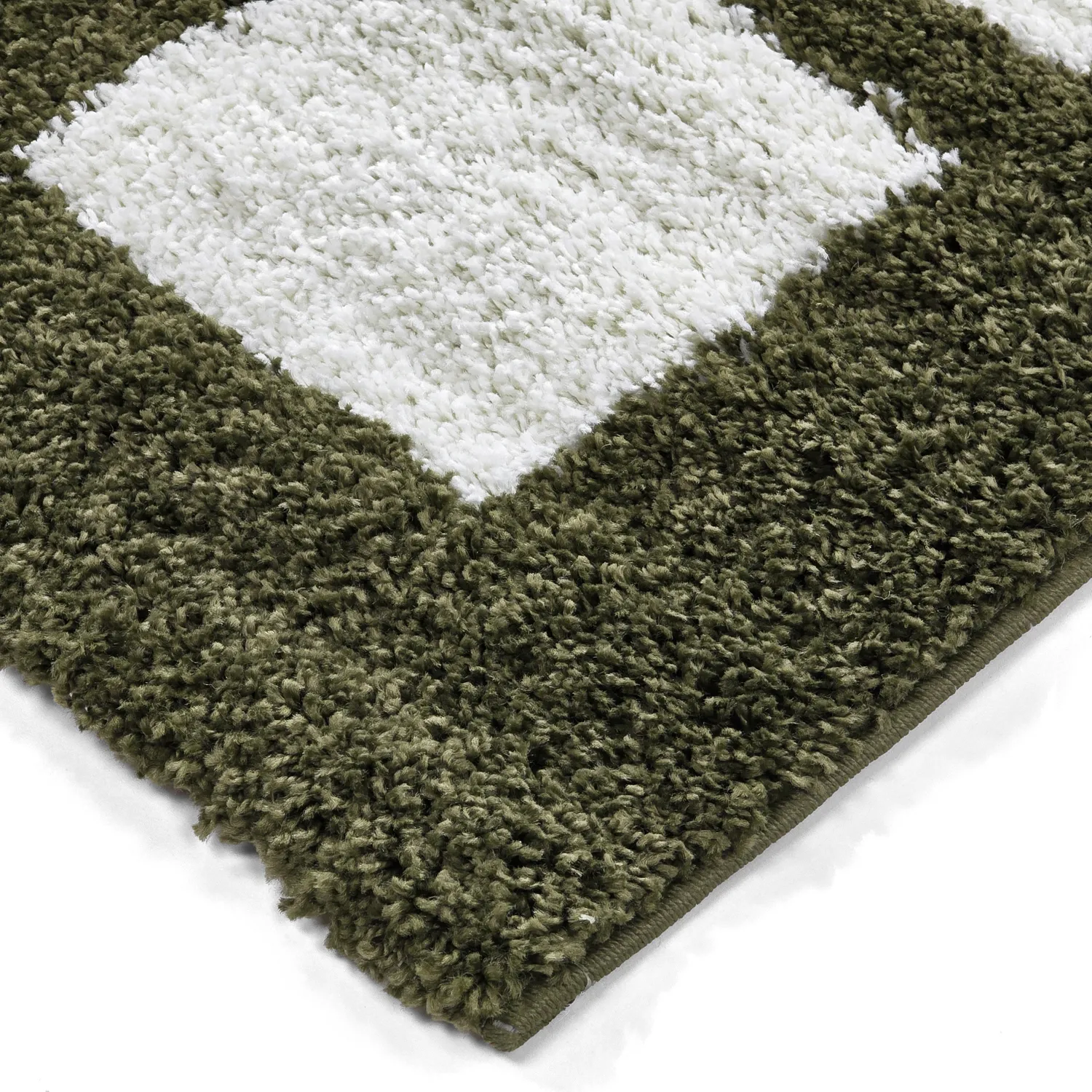 Hoogpolig vloerkleed - Asilah (groen/wit)