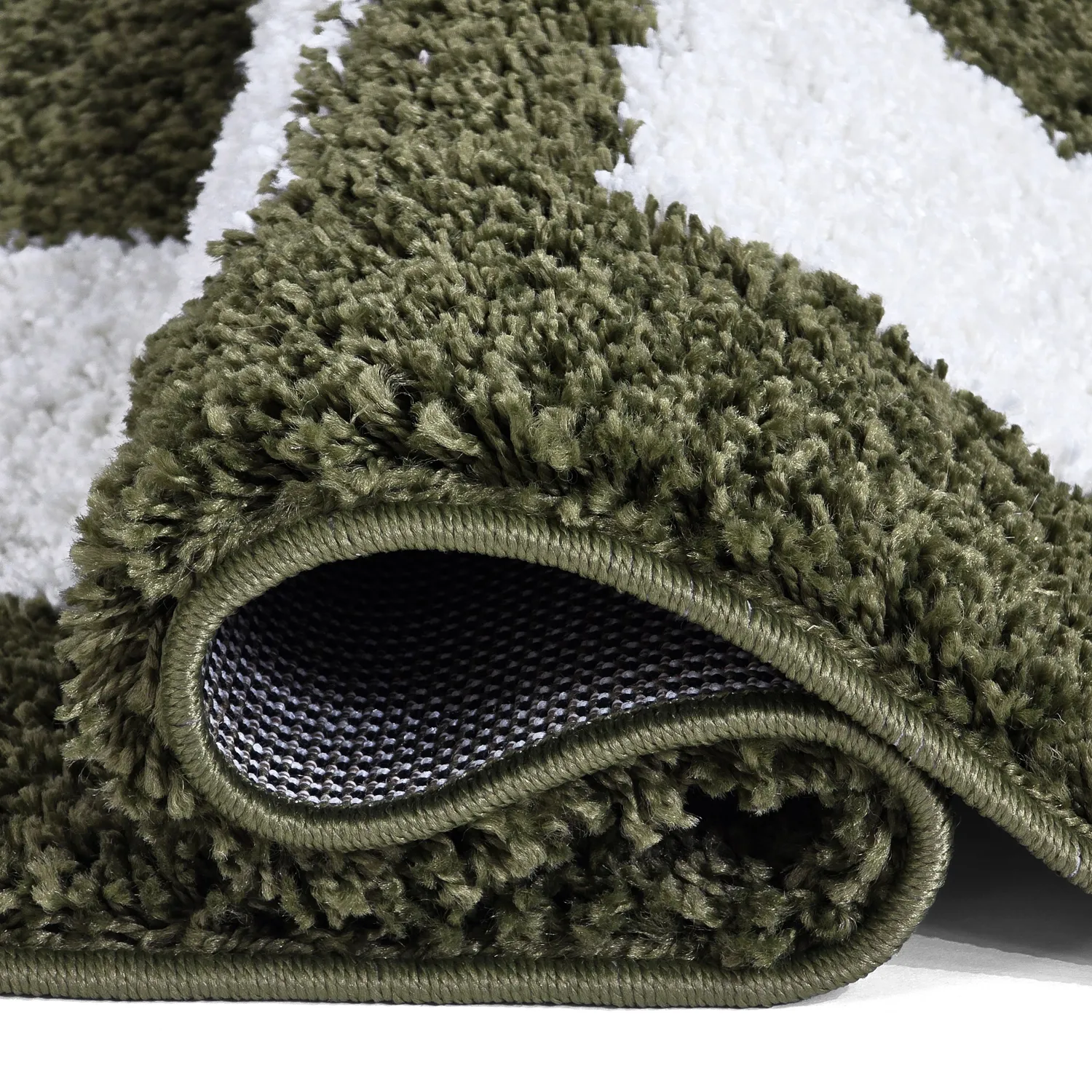 Hoogpolig vloerkleed - Asilah (groen/wit)