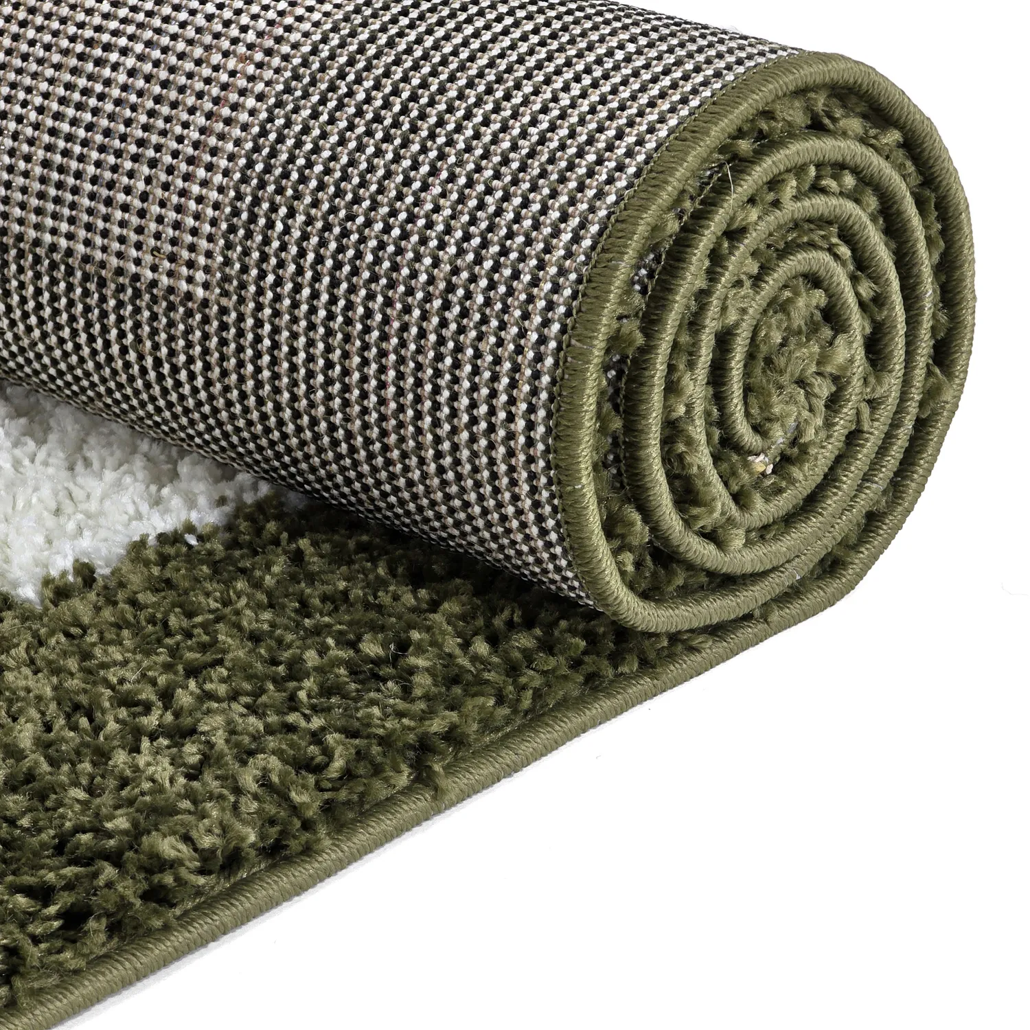 Hoogpolig vloerkleed - Asilah (groen/wit)