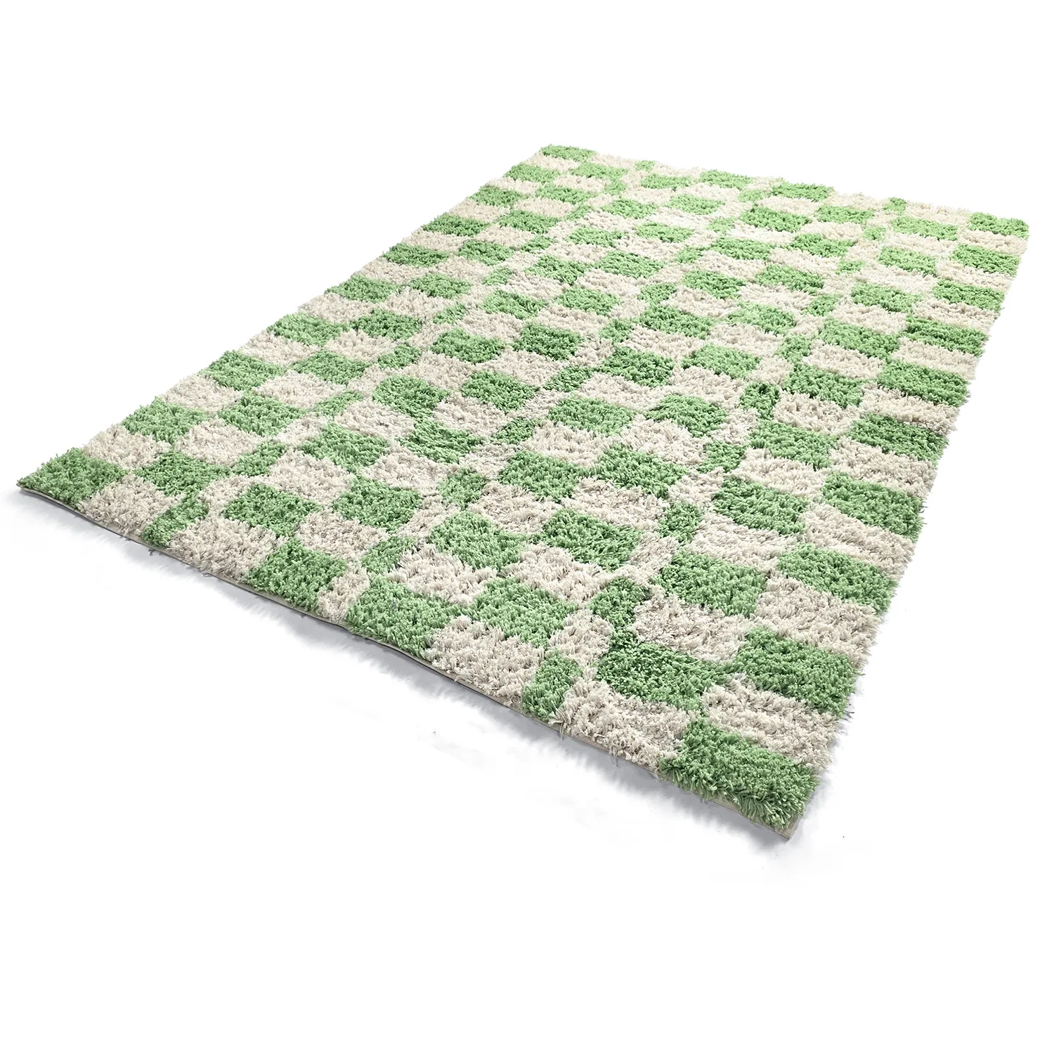 Hoogpolig vloerkleed - Atrani Natural Cotton Shaggy (groente)