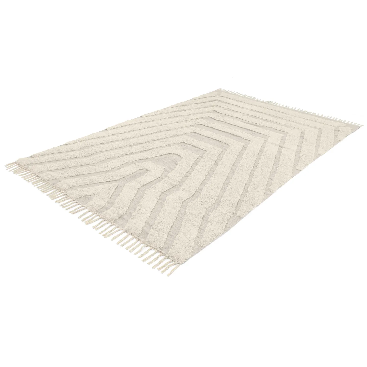 Hoogpolig vloerkleed - Callista Natural Cotton Shaggy (beige)