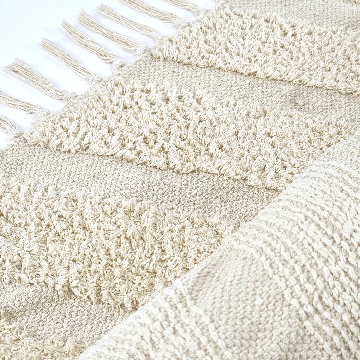 Hoogpolig vloerkleed - Callista Natural Cotton Shaggy (beige)