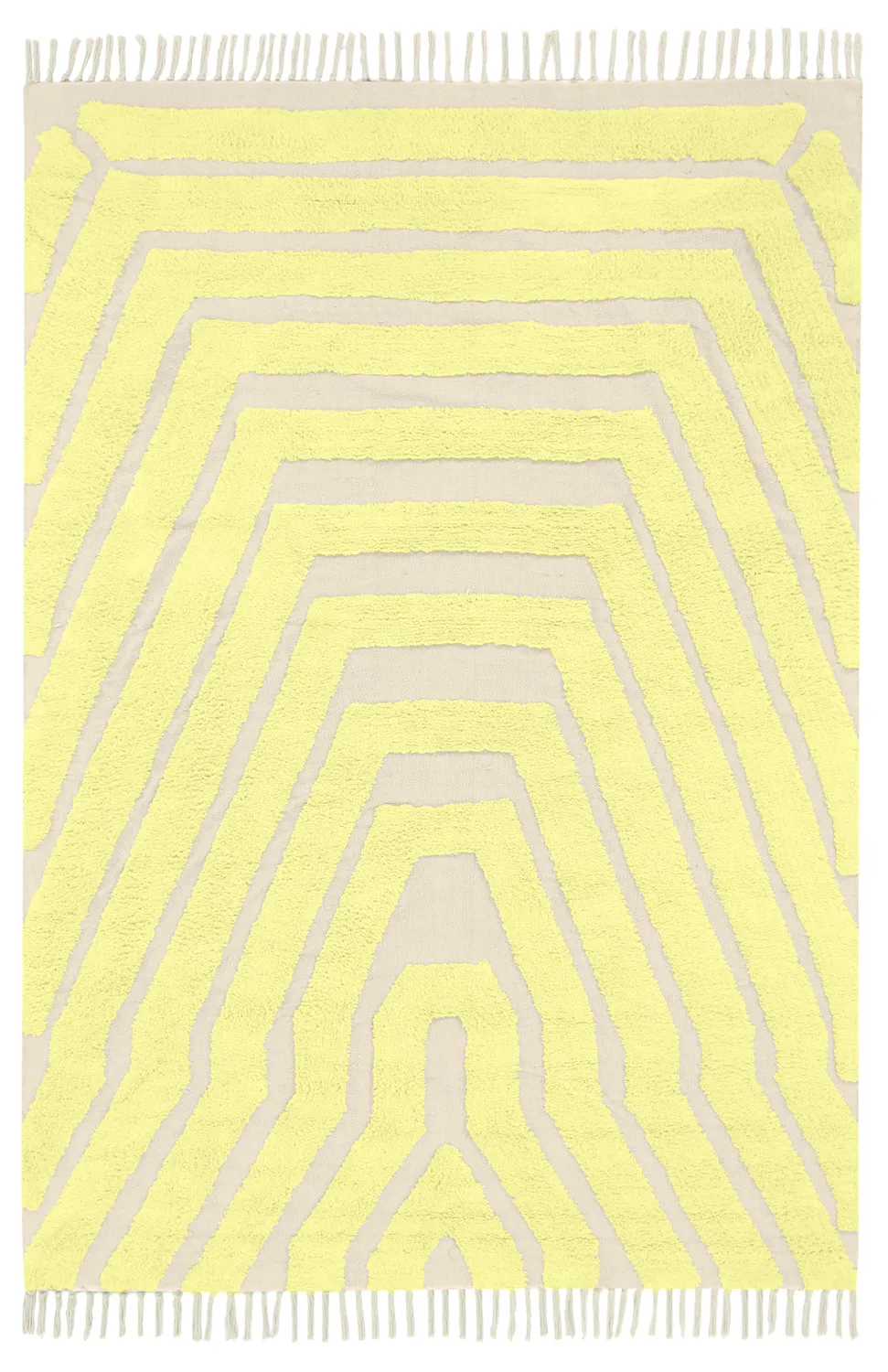 Hoogpolig vloerkleed - Callista Natural Cotton Shaggy (geel)