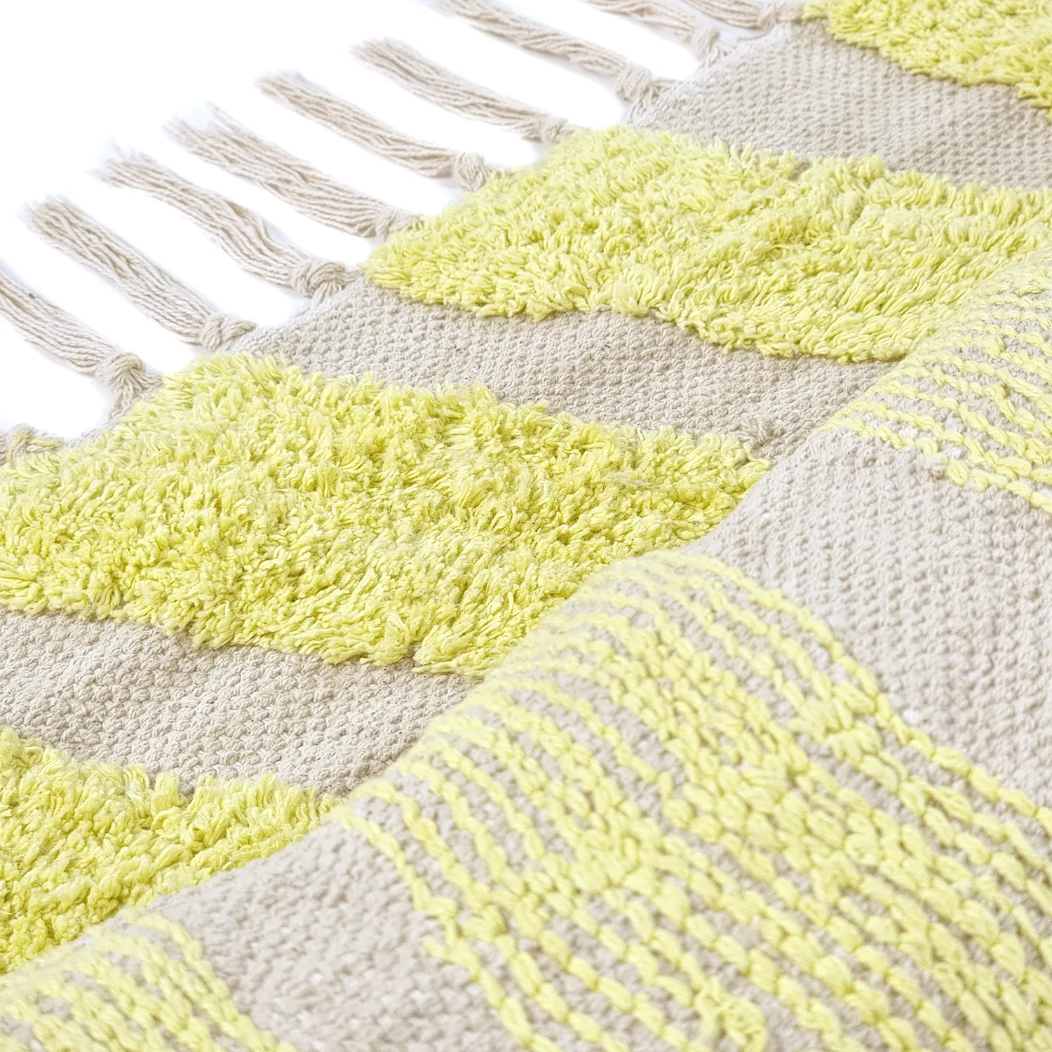 Hoogpolig vloerkleed - Callista Natural Cotton Shaggy (geel)