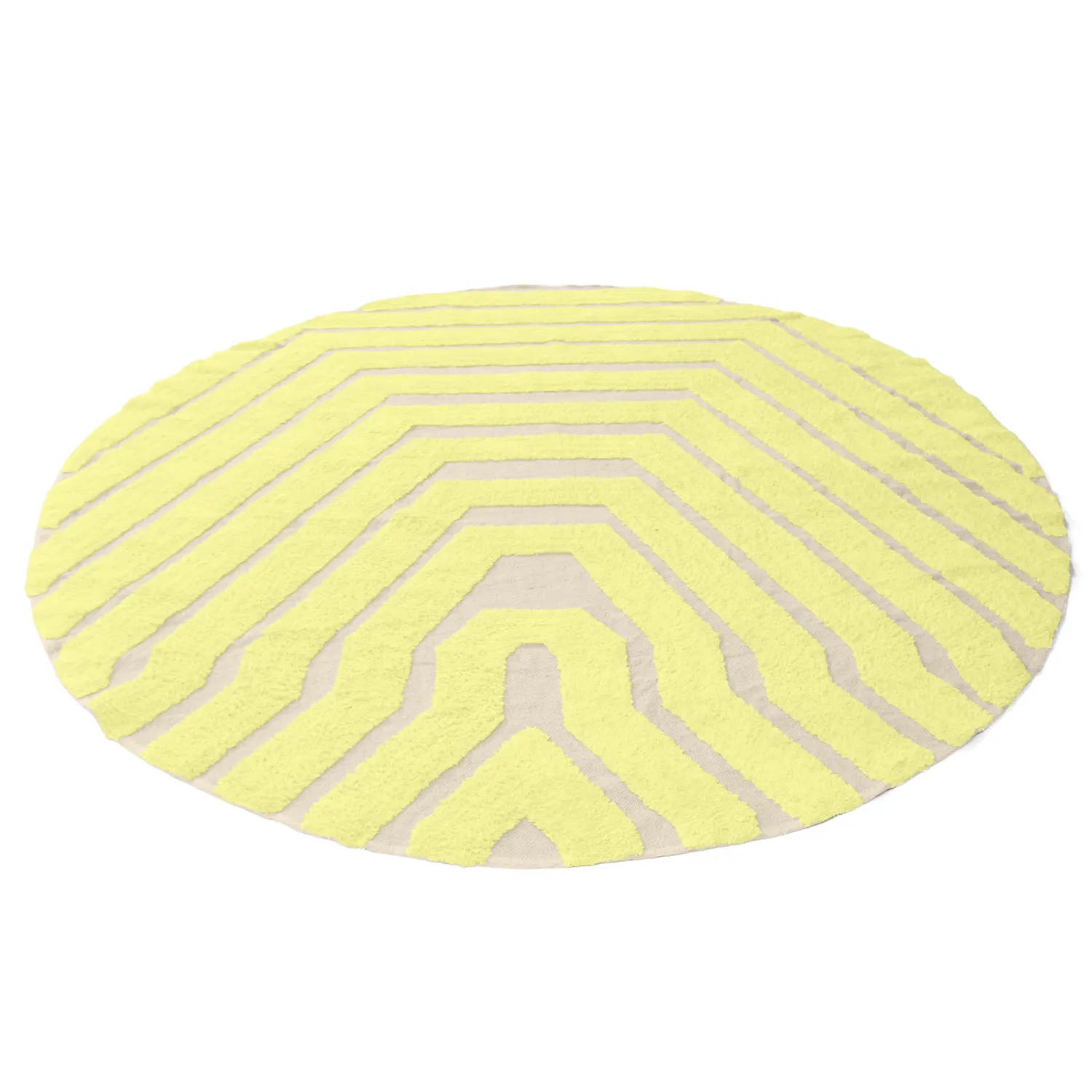 Rond vloerkleed - Callista Natural Cotton Shaggy (geel)