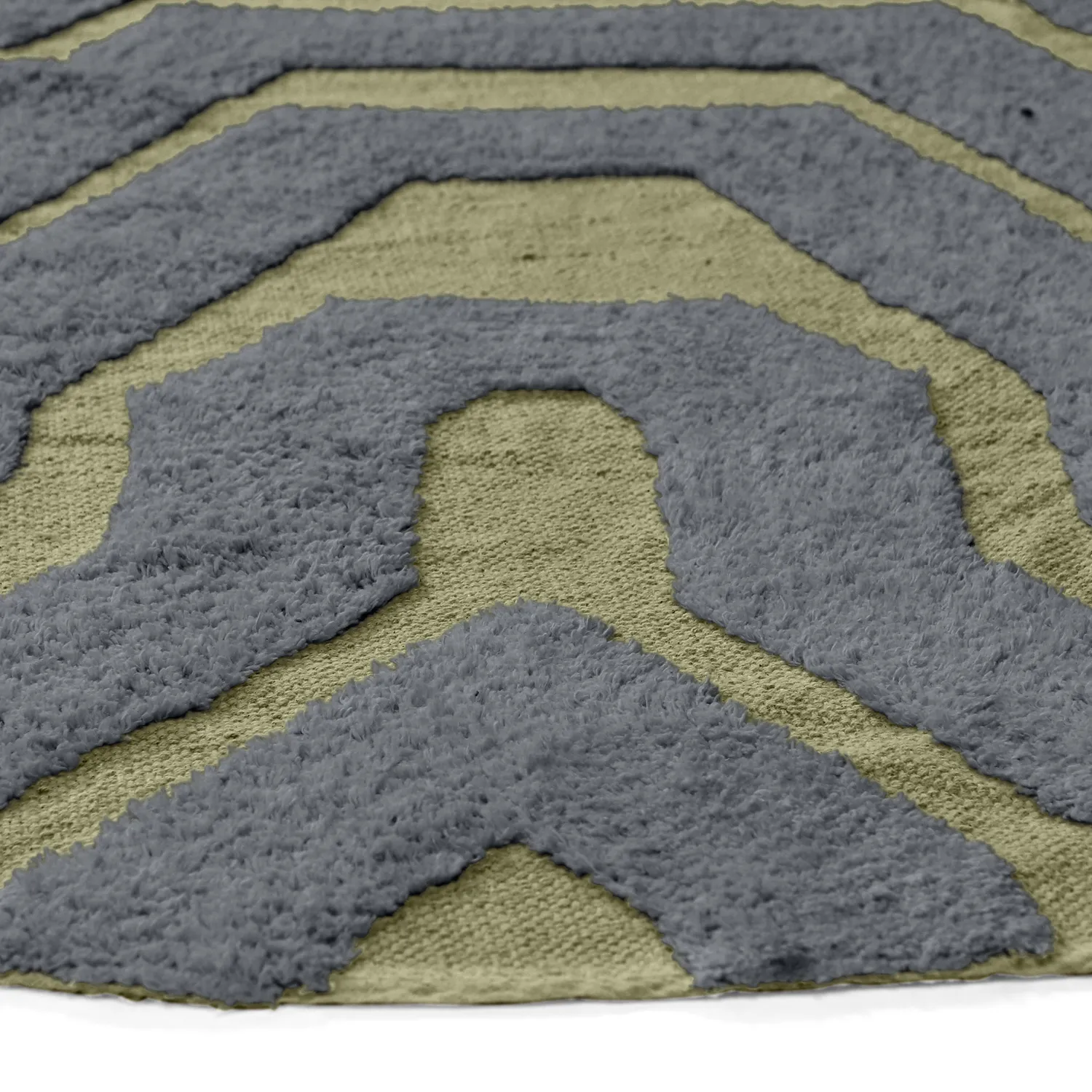 Rond vloerkleed - Callista Natural Cotton Shaggy (zwart/groen)