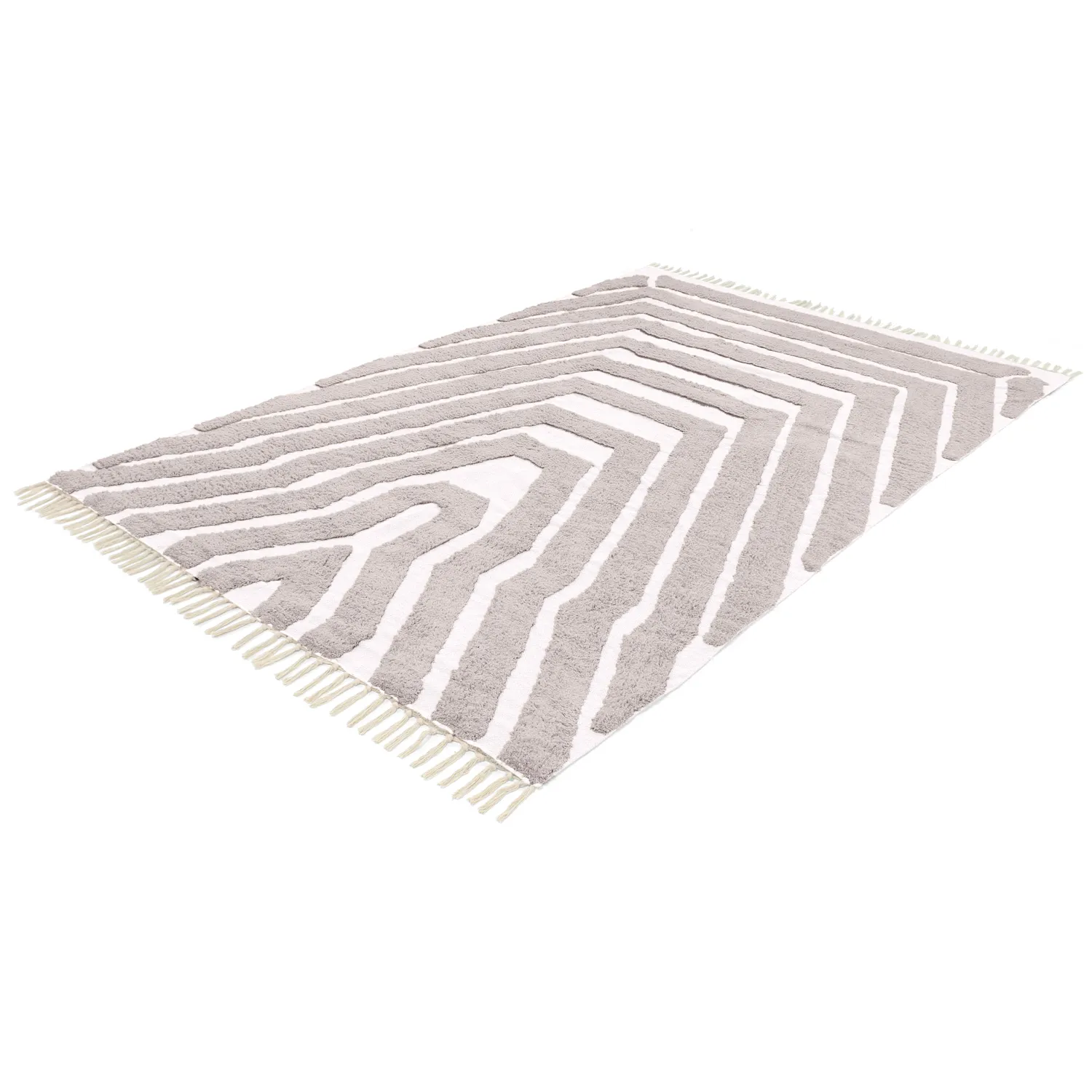 Hoogpolig vloerkleed - Callista Natural Cotton Shaggy (taupe)