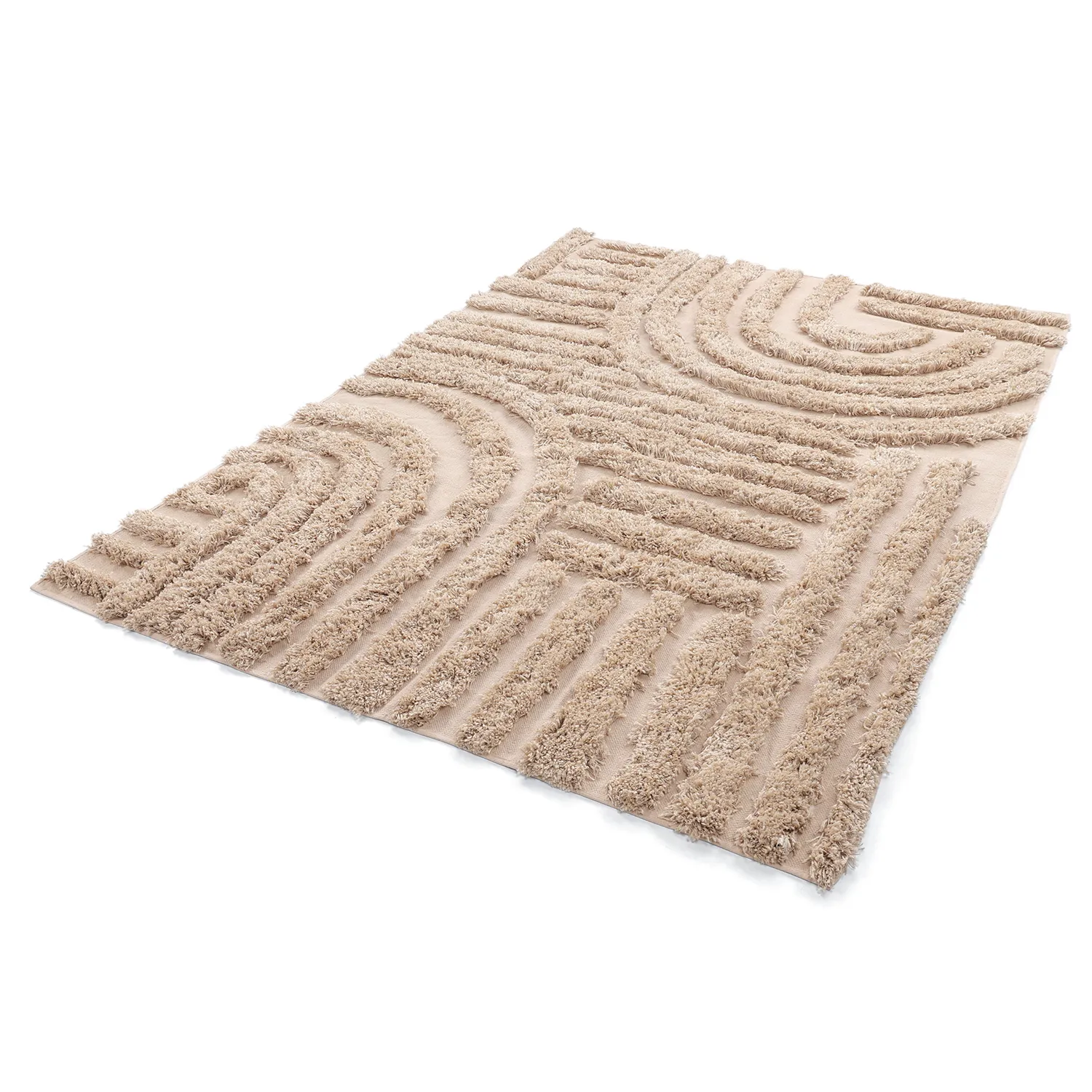 Hoogpolig vloerkleed - Cazorla Natural Cotton Shaggy (beige)