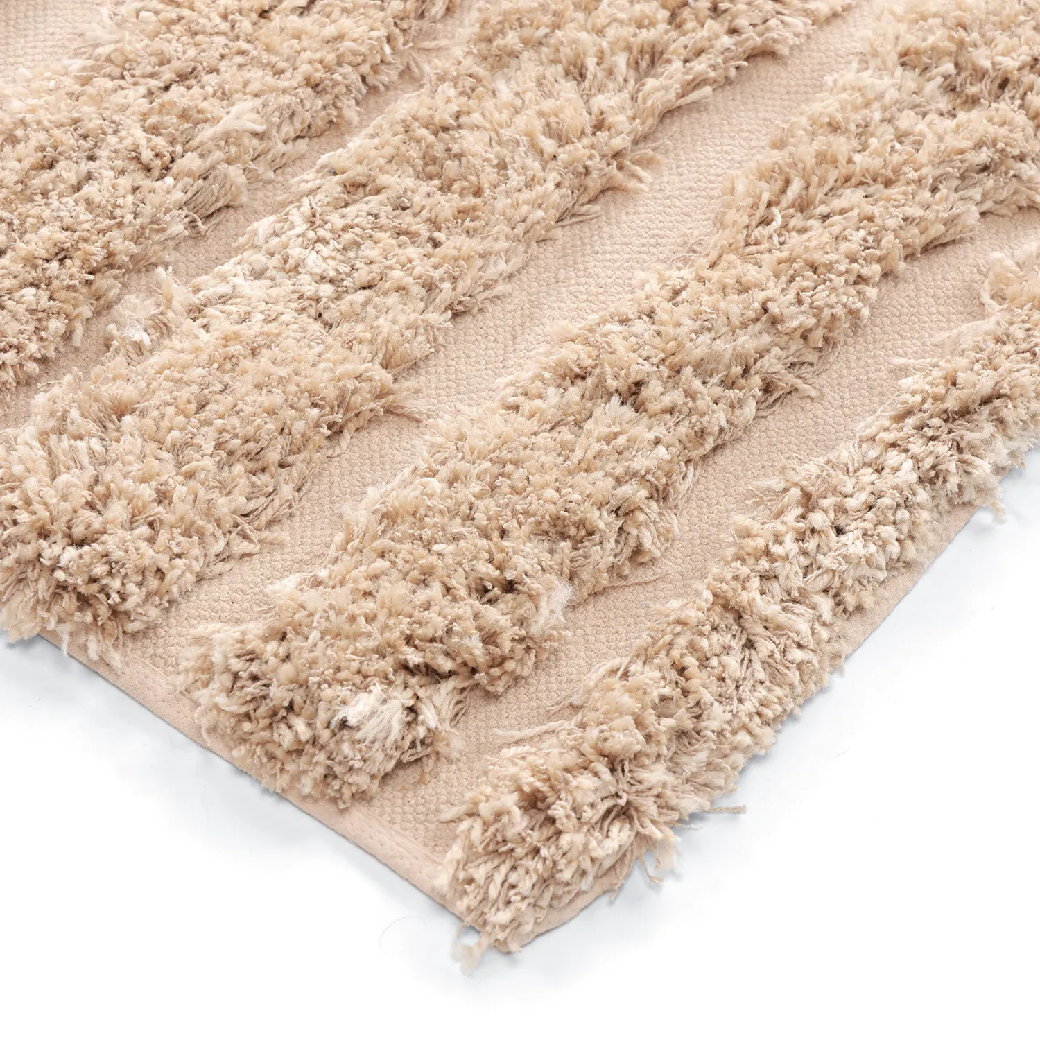 Hoogpolig vloerkleed - Cazorla Natural Cotton Shaggy (beige)