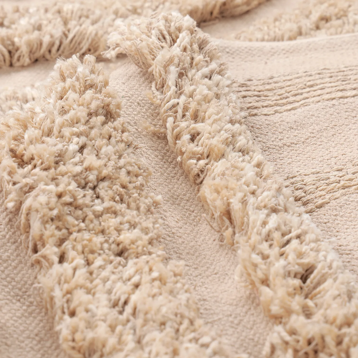 Hoogpolig vloerkleed - Cazorla Natural Cotton Shaggy (beige)