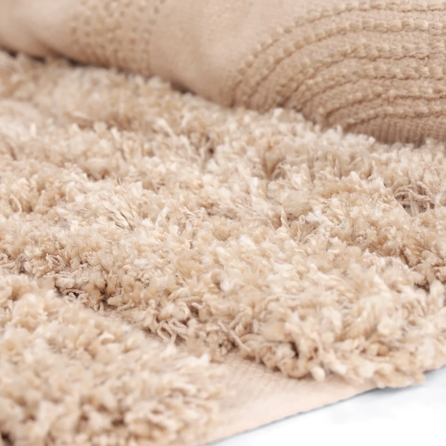 Hoogpolig vloerkleed - Cazorla Natural Cotton Shaggy (beige)