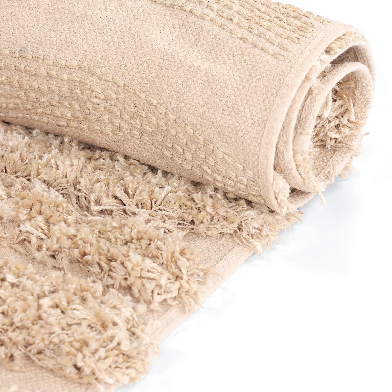 Hoogpolig vloerkleed - Cazorla Natural Cotton Shaggy (beige)