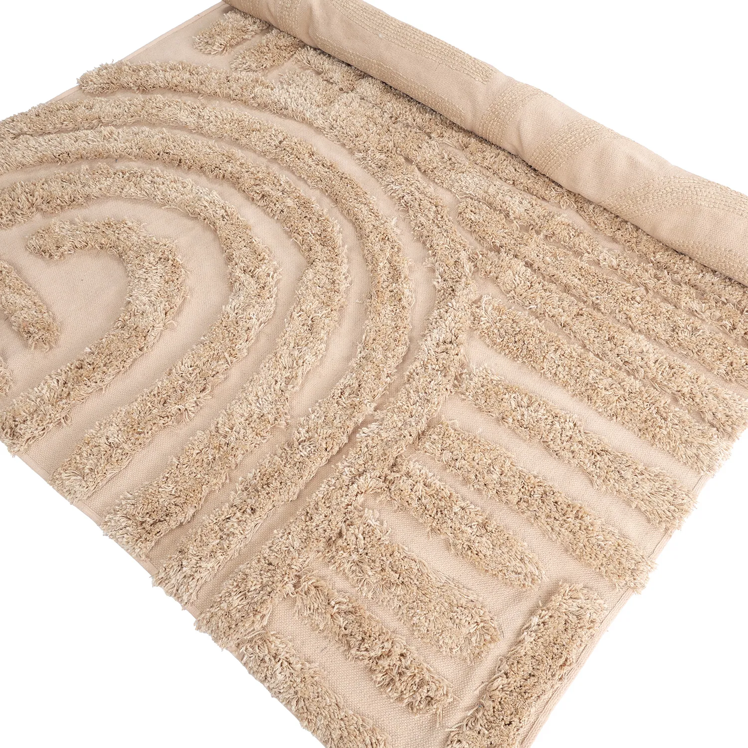 Hoogpolig vloerkleed - Cazorla Natural Cotton Shaggy (beige)