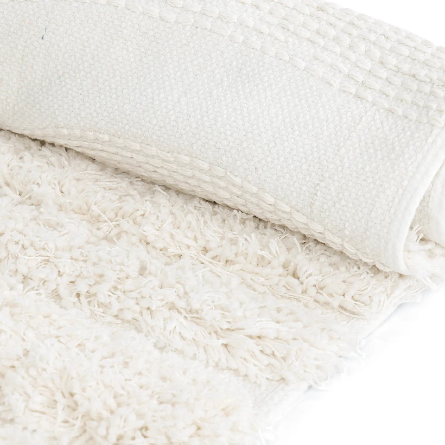 Hoogpolig vloerkleed - Cazorla Natural Cotton Shaggy (gebroken wit)