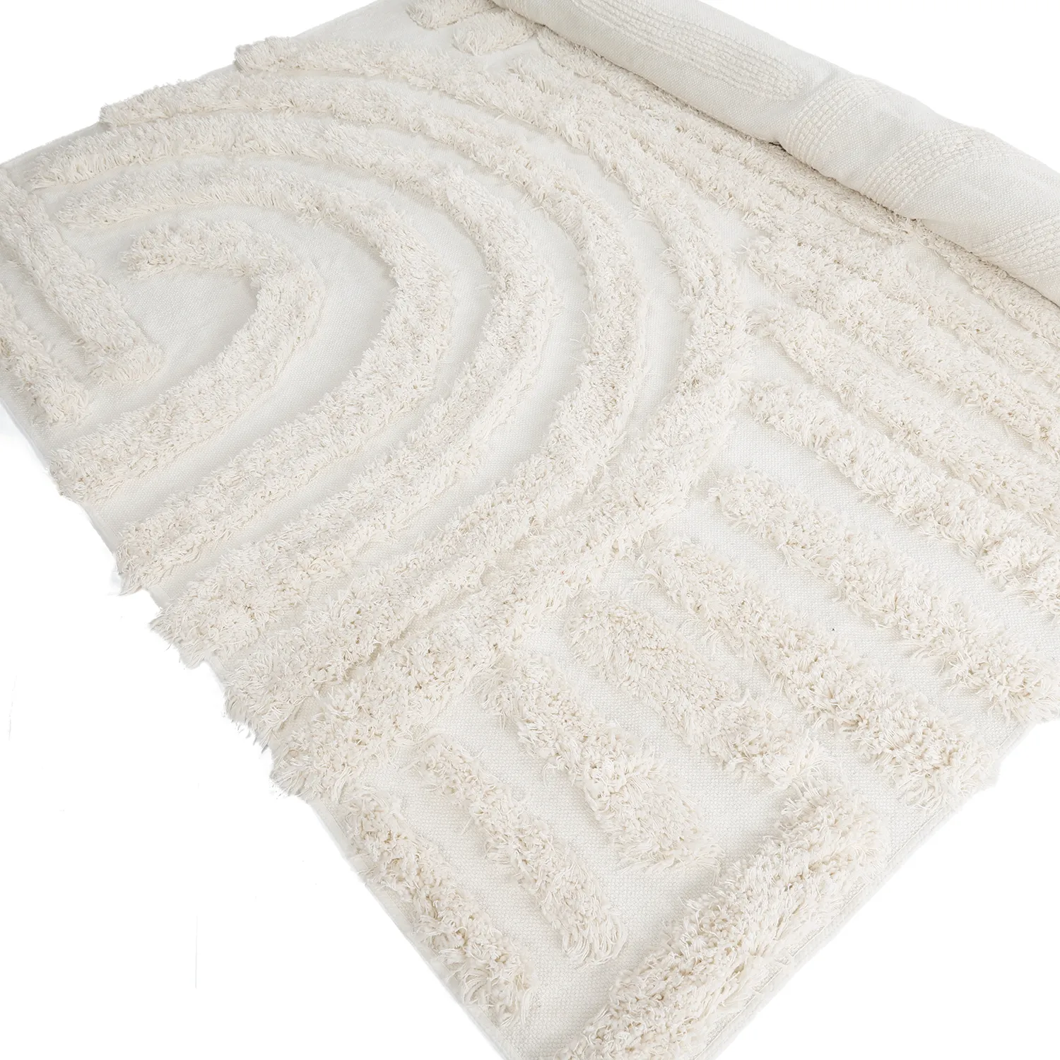 Hoogpolig vloerkleed - Cazorla Natural Cotton Shaggy (gebroken wit)