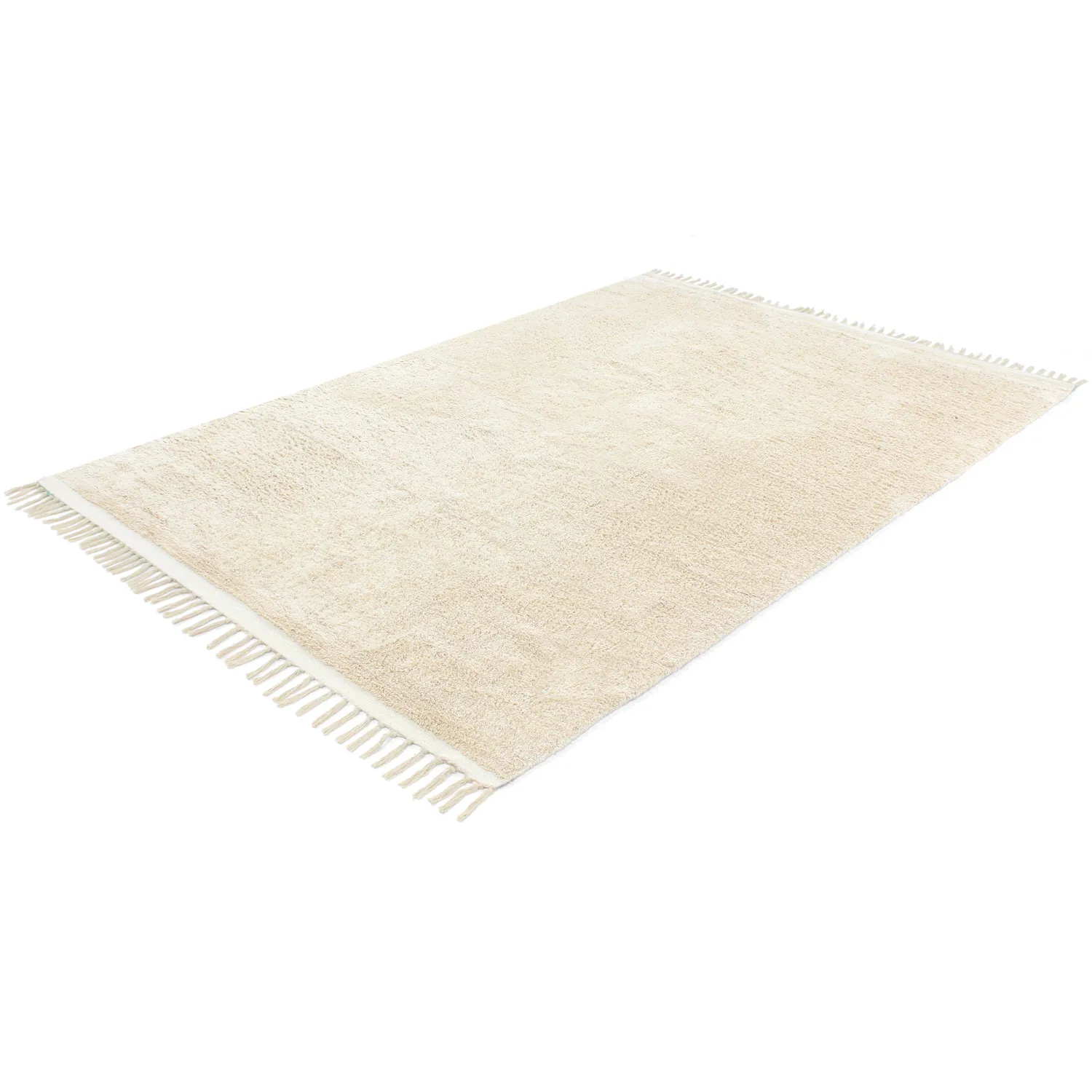 Hoogpolig vloerkleed - Celina Natural Cotton Shaggy (gebroken wit/beige)