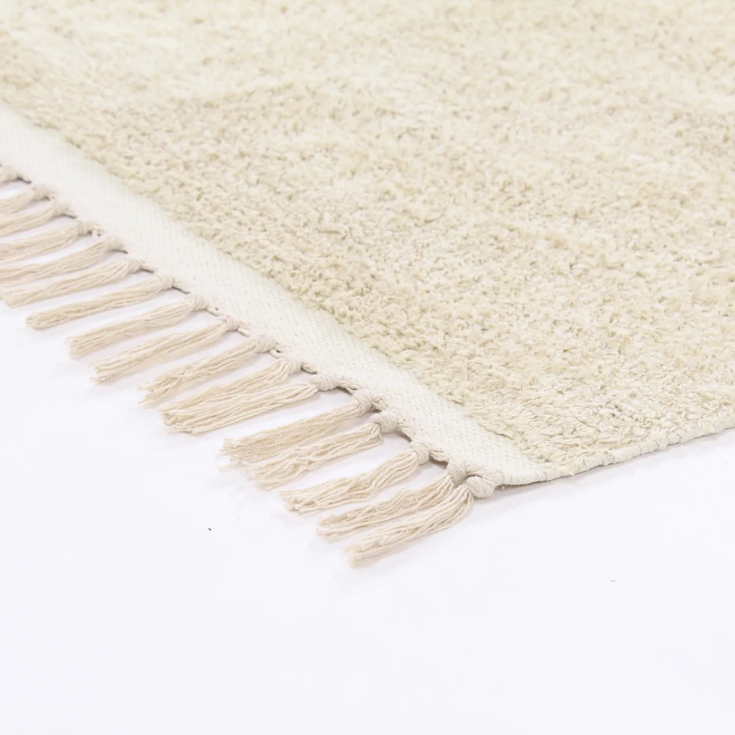 Hoogpolig vloerkleed - Celina Natural Cotton Shaggy (gebroken wit/beige)