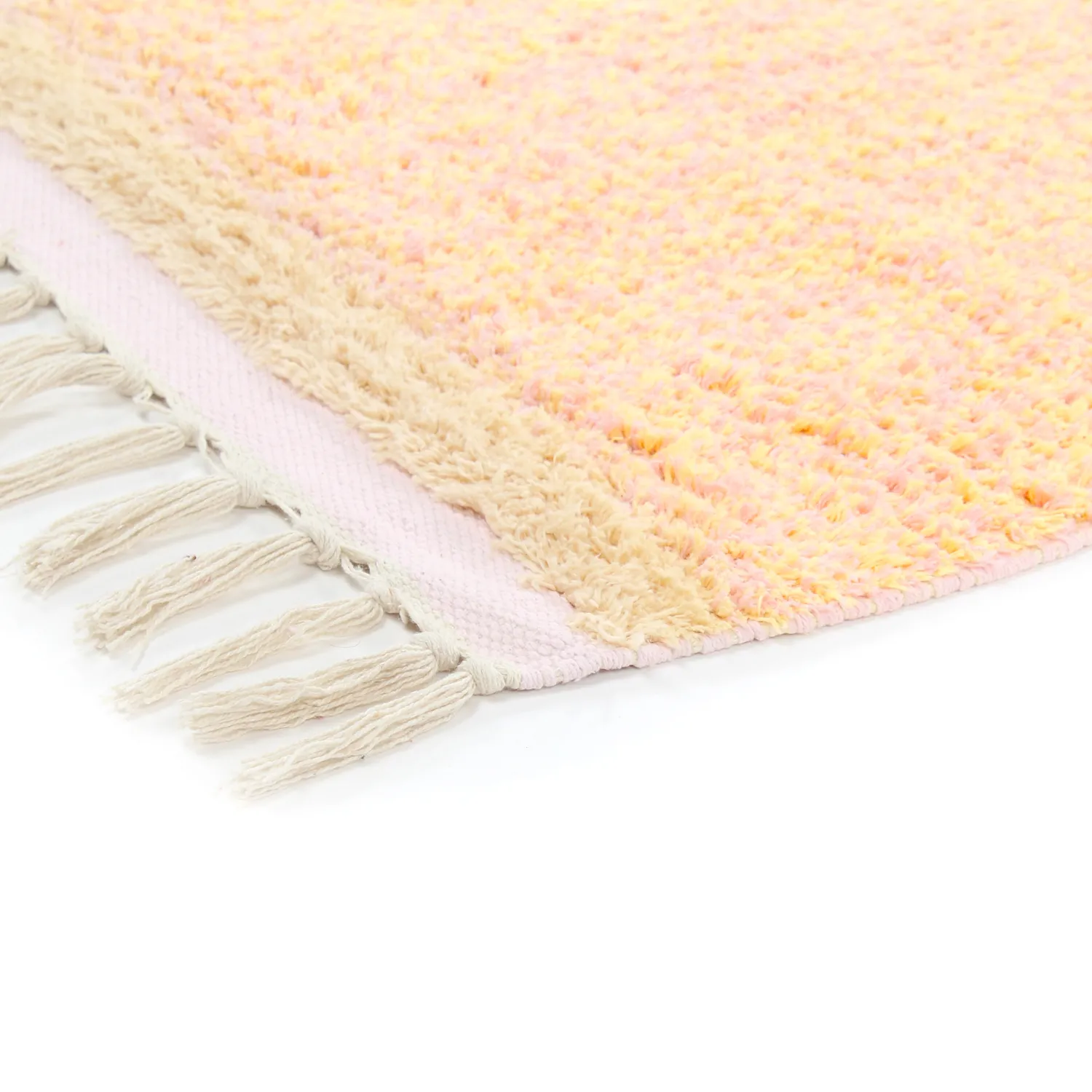 Hoogpolig vloerkleed - Celina Natural Cotton Shaggy (roze/beige)