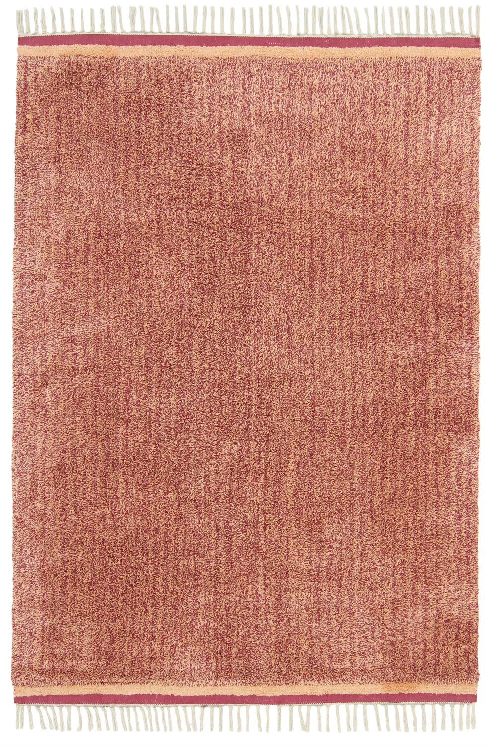 Hoogpolig vloerkleed - Celina Natural Cotton Shaggy (rood)