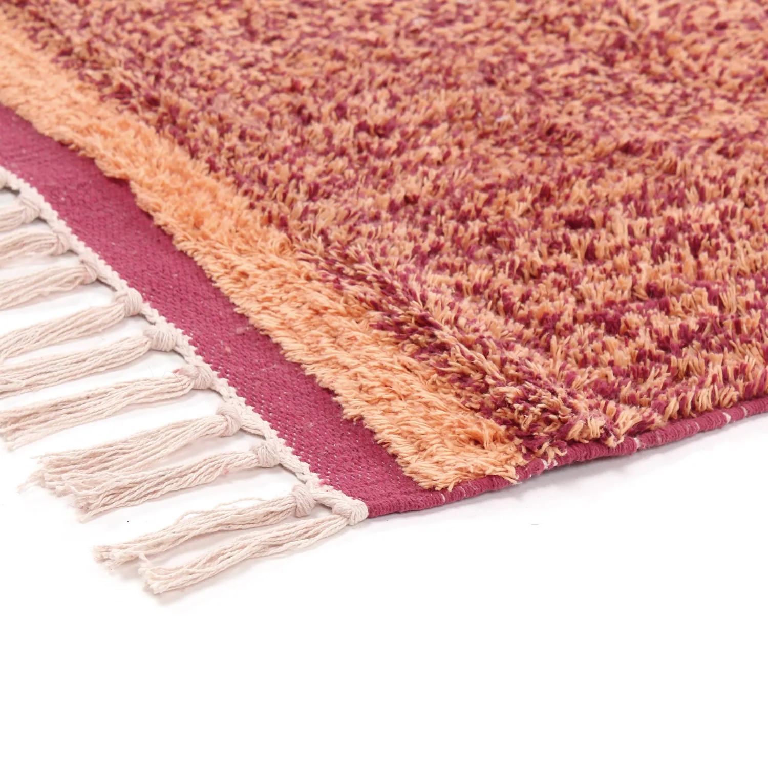 Hoogpolig vloerkleed - Celina Natural Cotton Shaggy (rood)