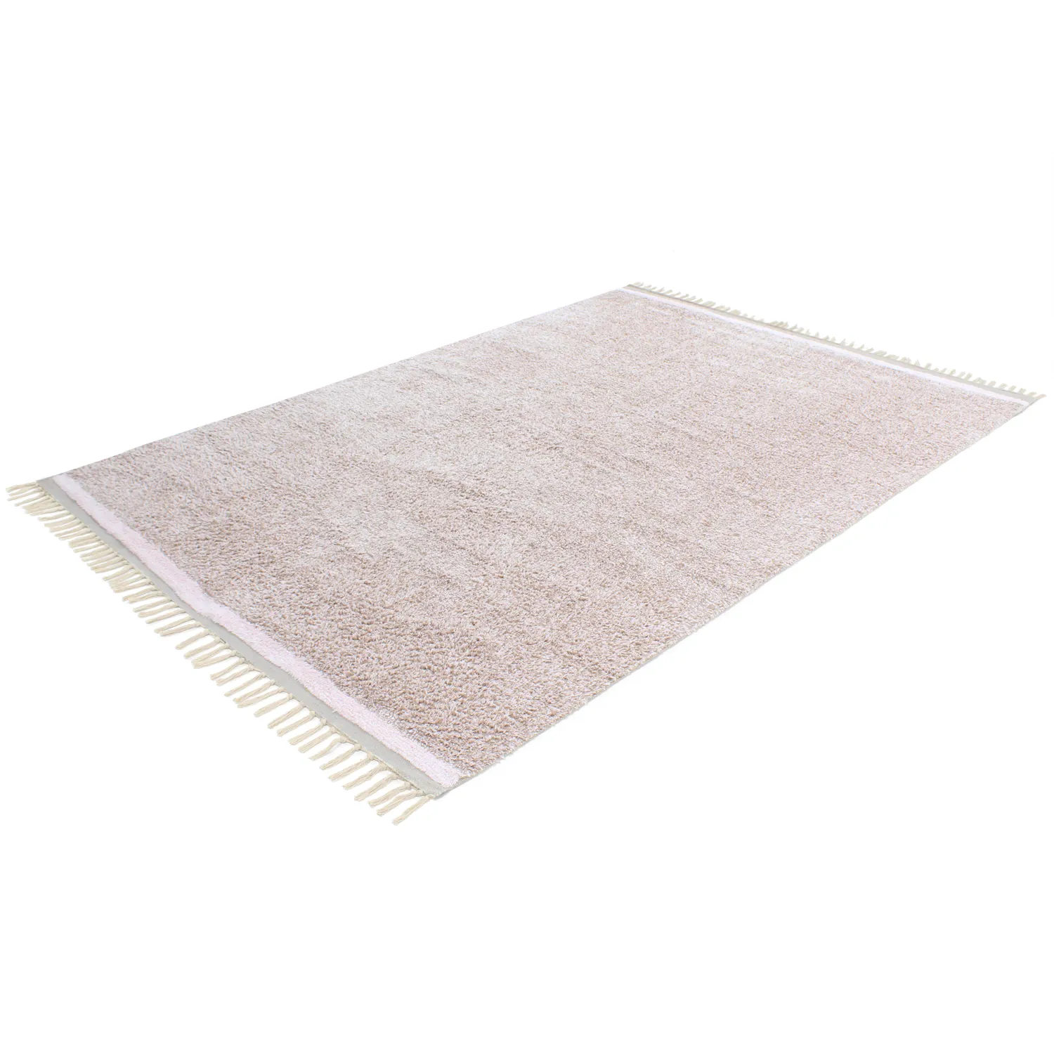 Hoogpolig vloerkleed - Celina Natural Cotton Shaggy (taupe/lavendel)