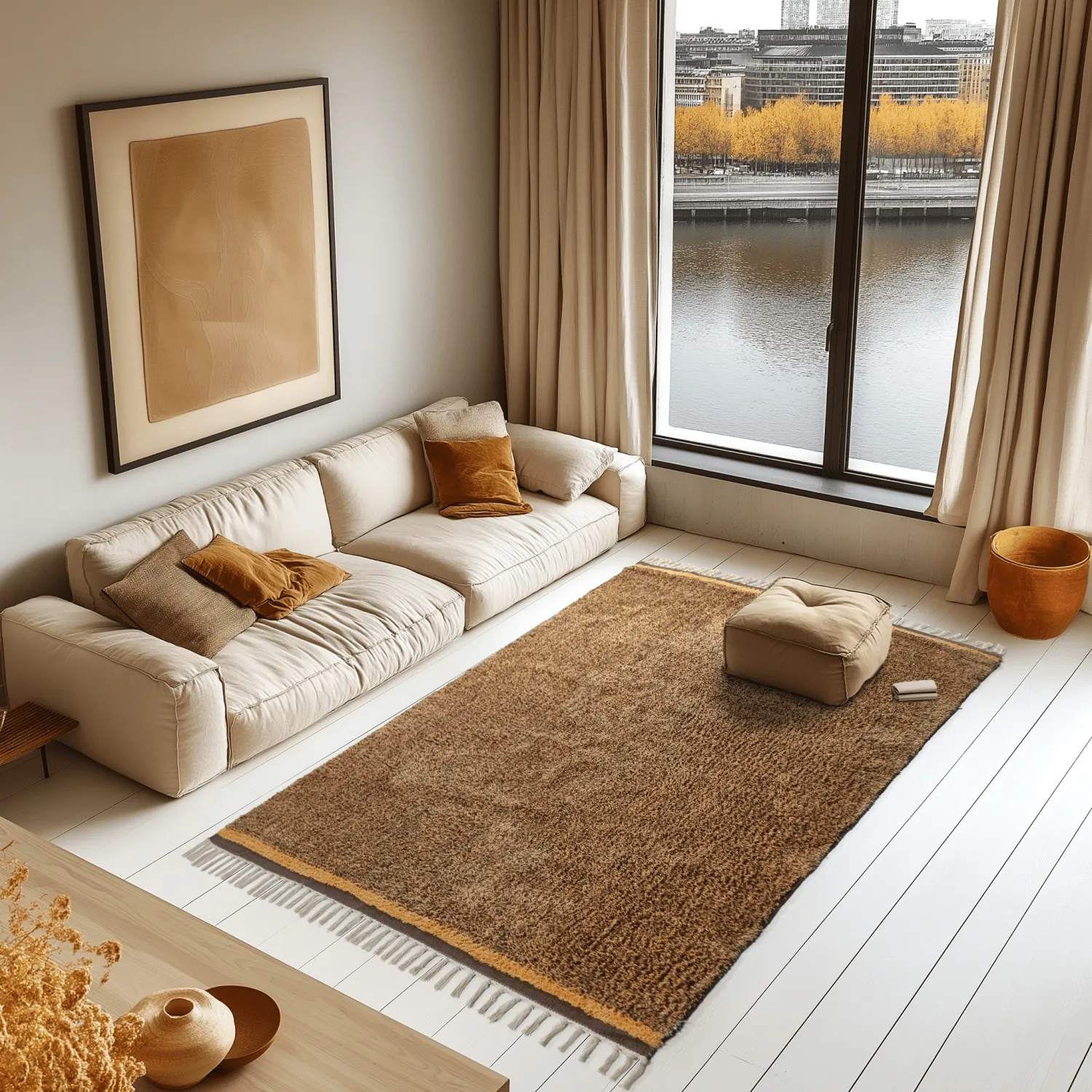 Hoogpolig vloerkleed - Celina Natural Cotton Shaggy (bruin/oranje)