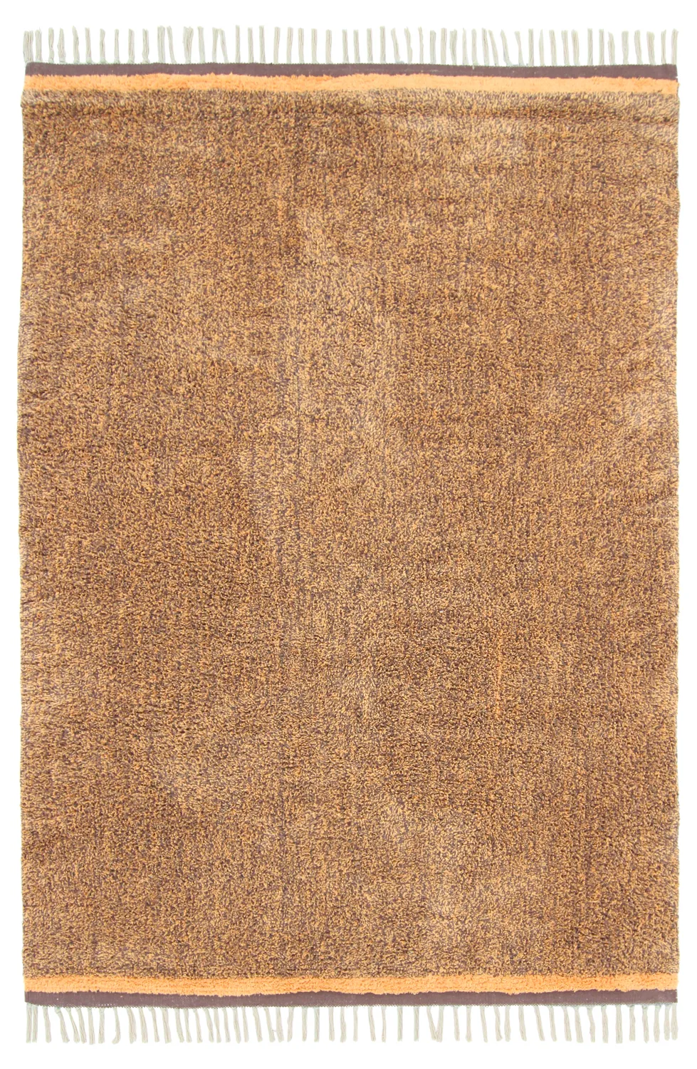 Hoogpolig vloerkleed - Celina Natural Cotton Shaggy (bruin/oranje)