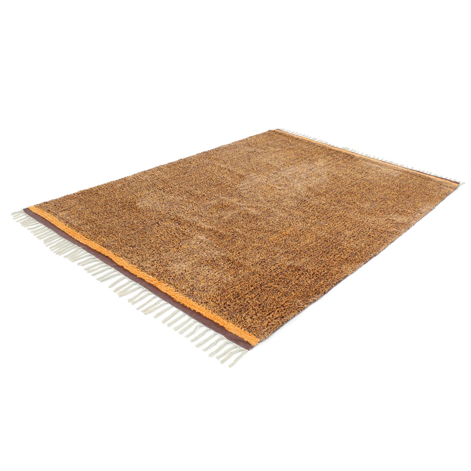 Hoogpolig vloerkleed - Celina Natural Cotton Shaggy (bruin/oranje)