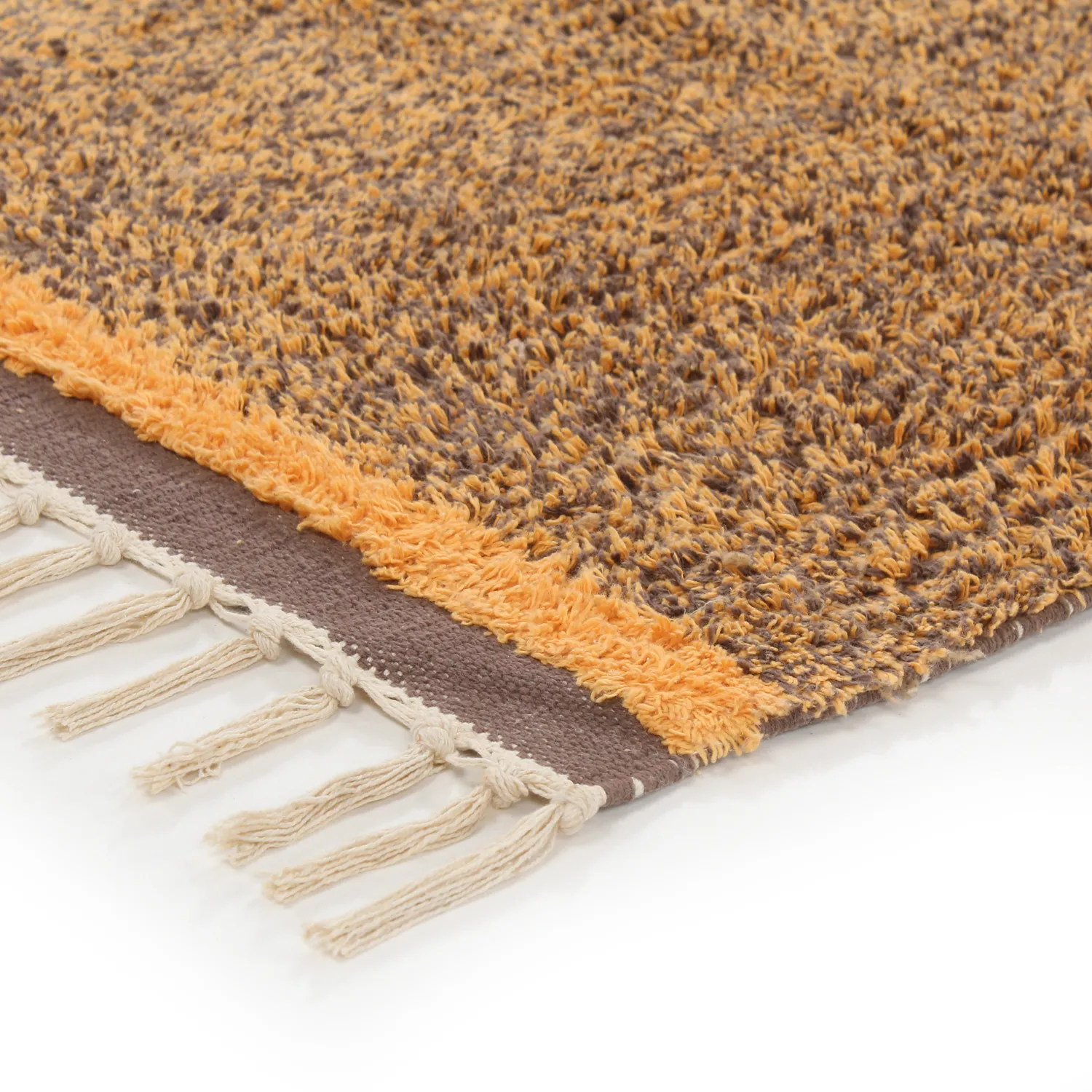 Hoogpolig vloerkleed - Celina Natural Cotton Shaggy (bruin/oranje)